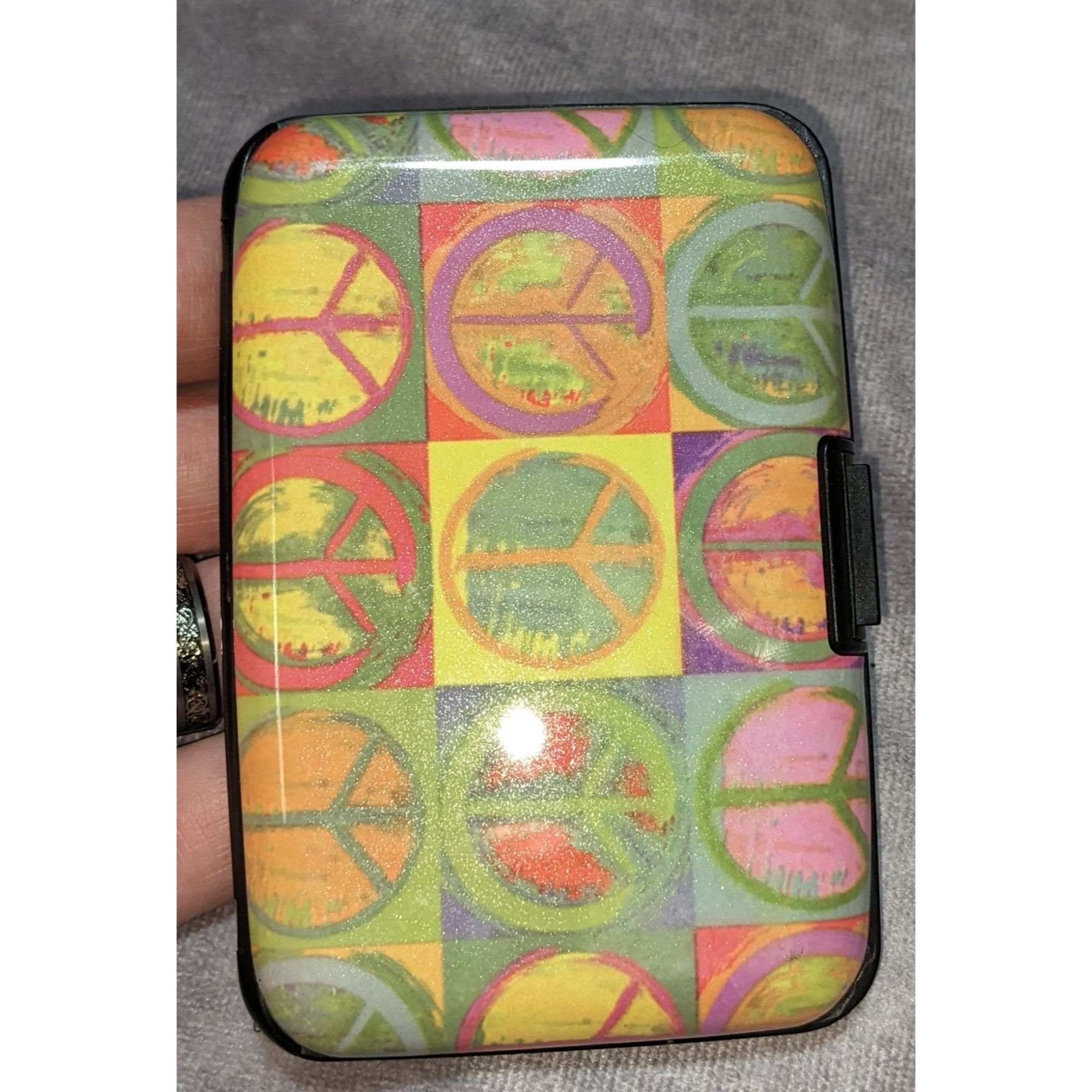 Other Hippie Peace Sign Hard Shell Accordion Card Holder Wallet Size ONE SIZE - 1 Thumbnail