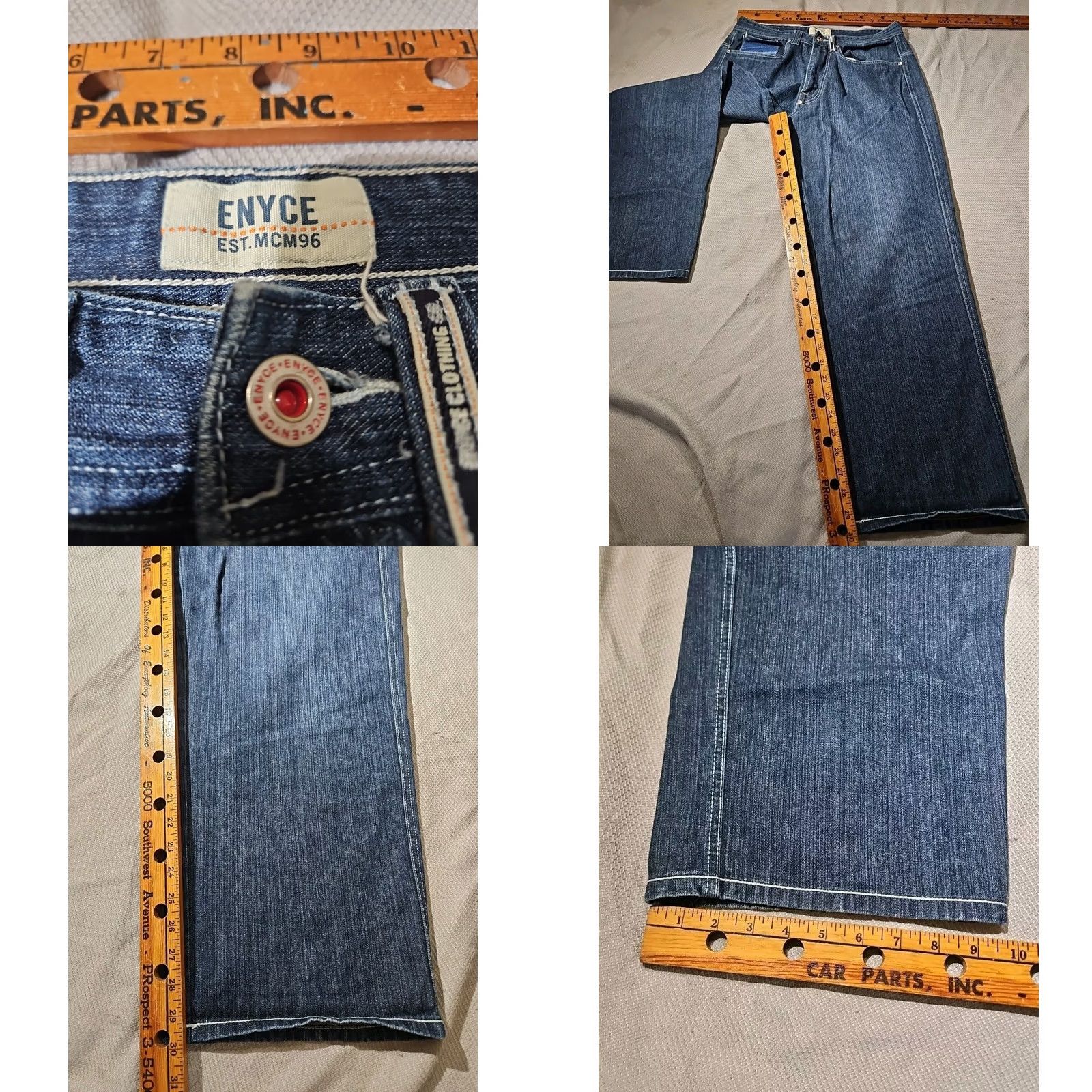 Enyce VINTAGE Enyce Jeans Mens 32 Blue Denim Baggy Embroidered Y2K Wide-Leg 2000s Pants Hip Hop Mens 32 Denim Jeans Size US 32 / EU 48 - 8 Thumbnail
