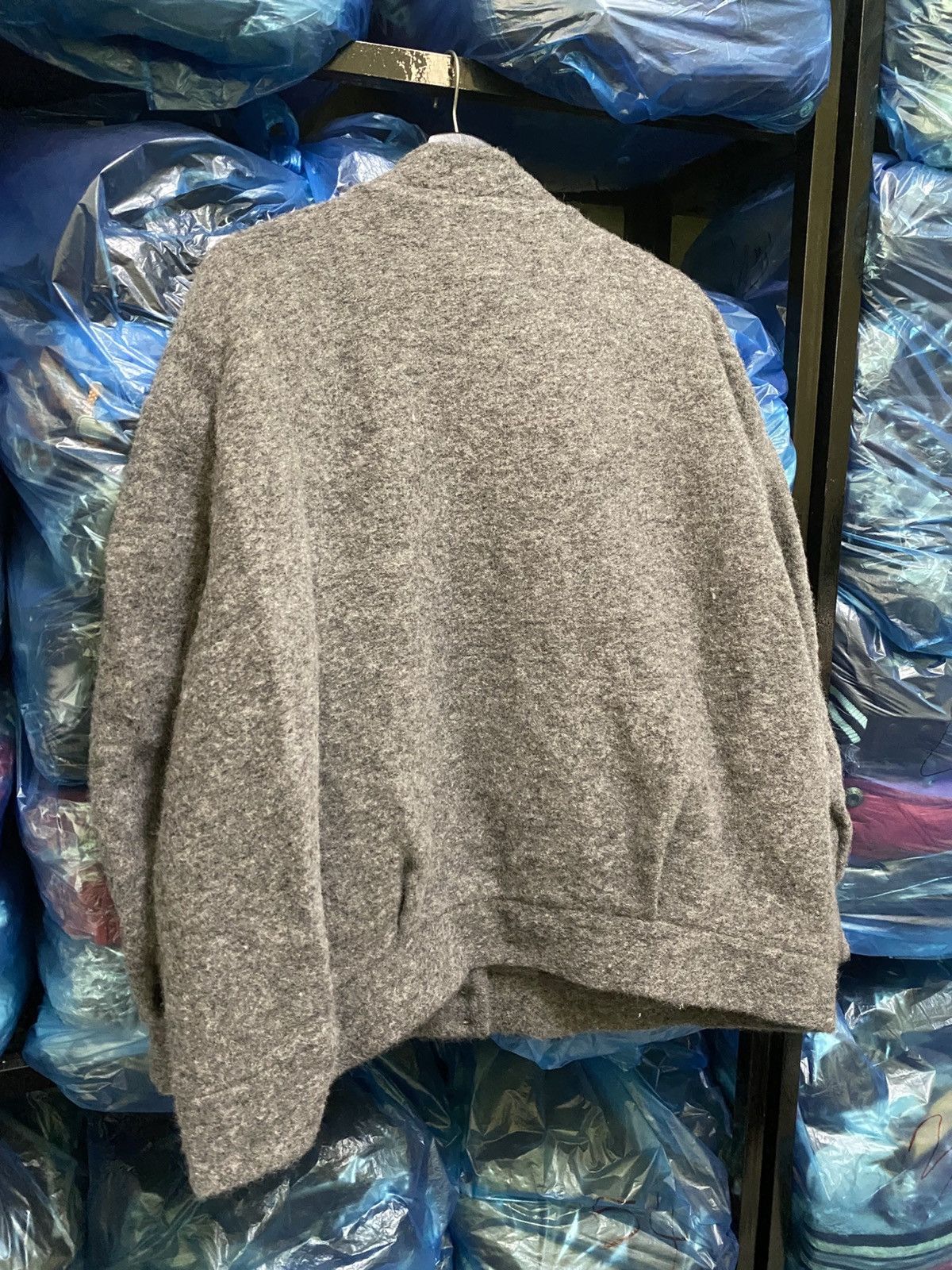 Japanese Brand IEDIT Japan Grey Wool Blend Snap Jacket Oversized Minimalist Size 3XL / US 20-22 - 11 Thumbnail