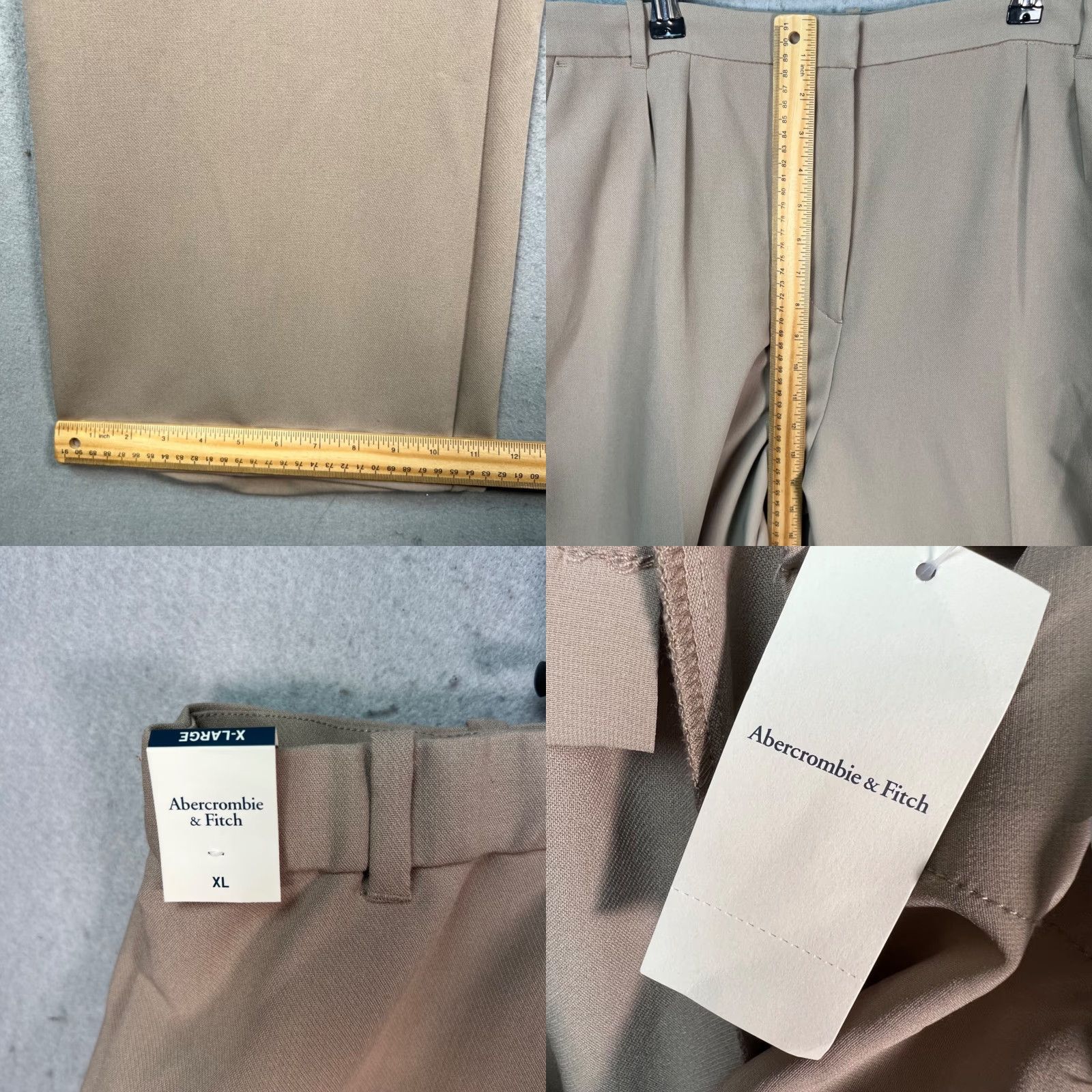 Abercrombie & Fitch Abercrombie & Fitch Womens XL Beige Pleated Wide-Leg Dress Pants New! Size 40" / US 18 - 8 Thumbnail