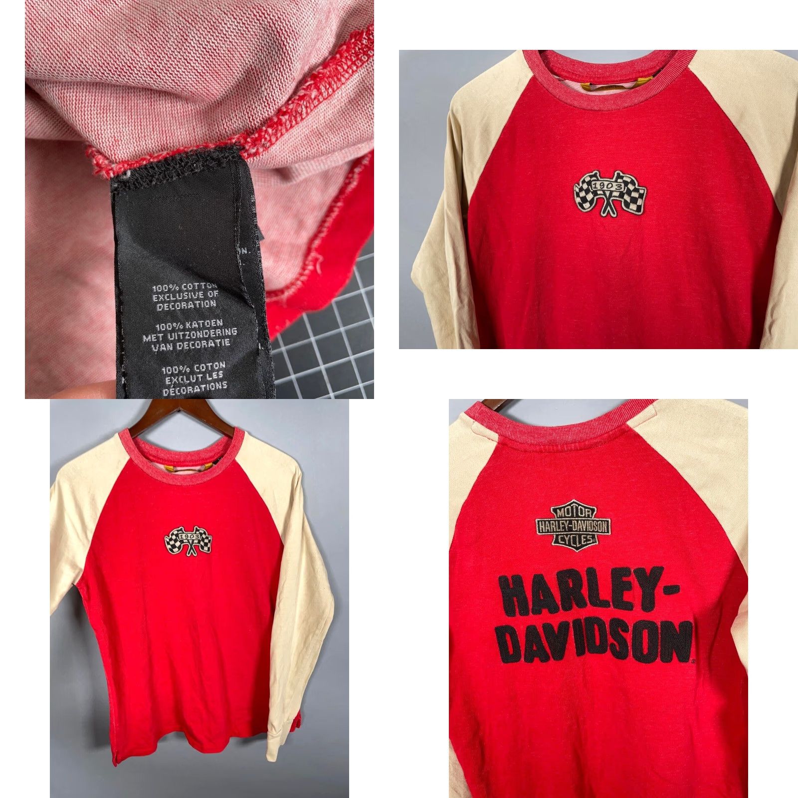 Harley Davidson Harley-Davidson Embroidered Long Sleeve Baseball Shirt Women's Large Red 90s Biker Size L / US 10 / IT 46 - 8 Thumbnail
