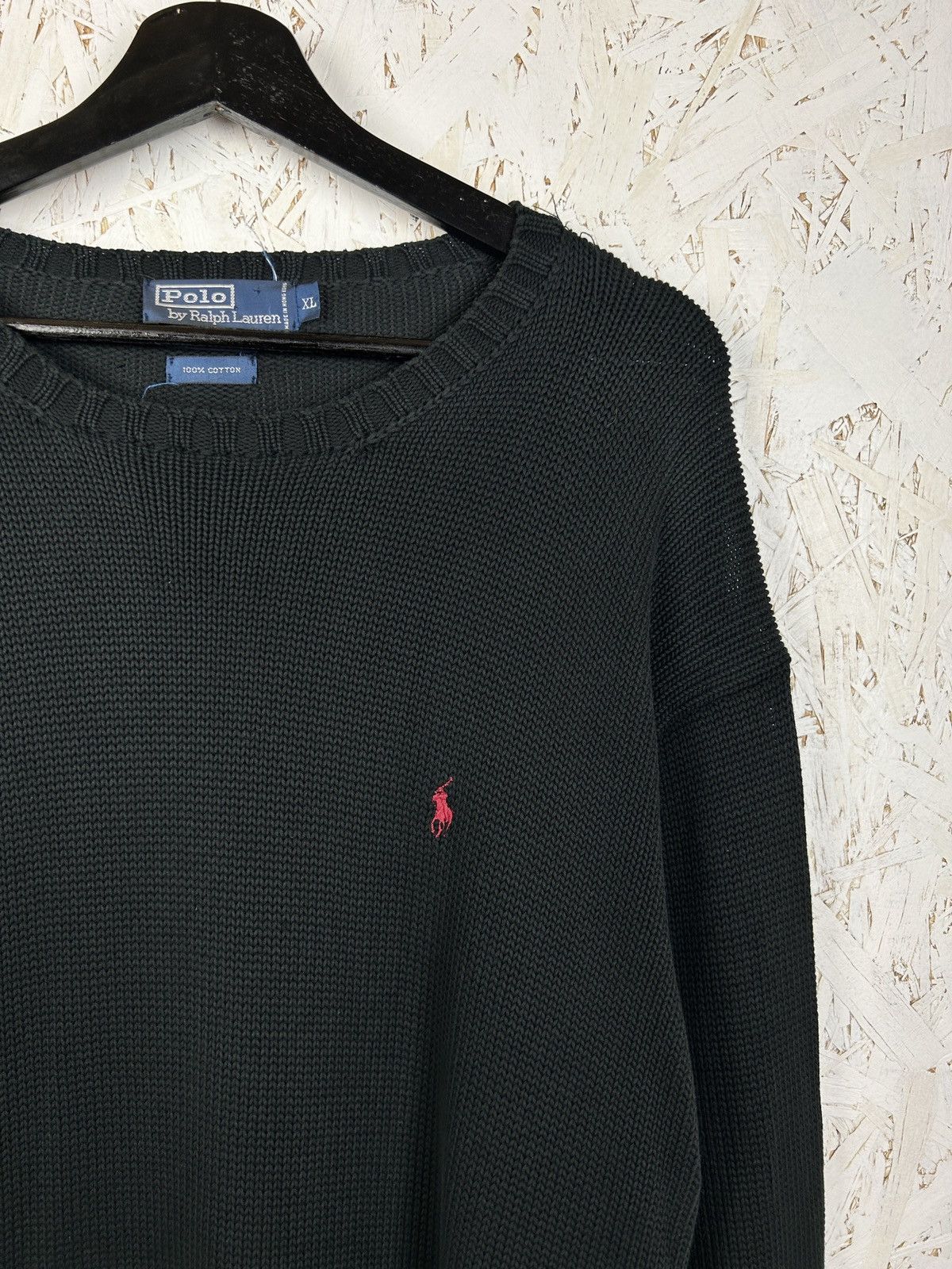 Polo Ralph Lauren Polo By Ralph Lauren Black Cotton Heavy Sweater Red Pony XL Size US XL / EU 56 / 4 - 2 Thumbnail