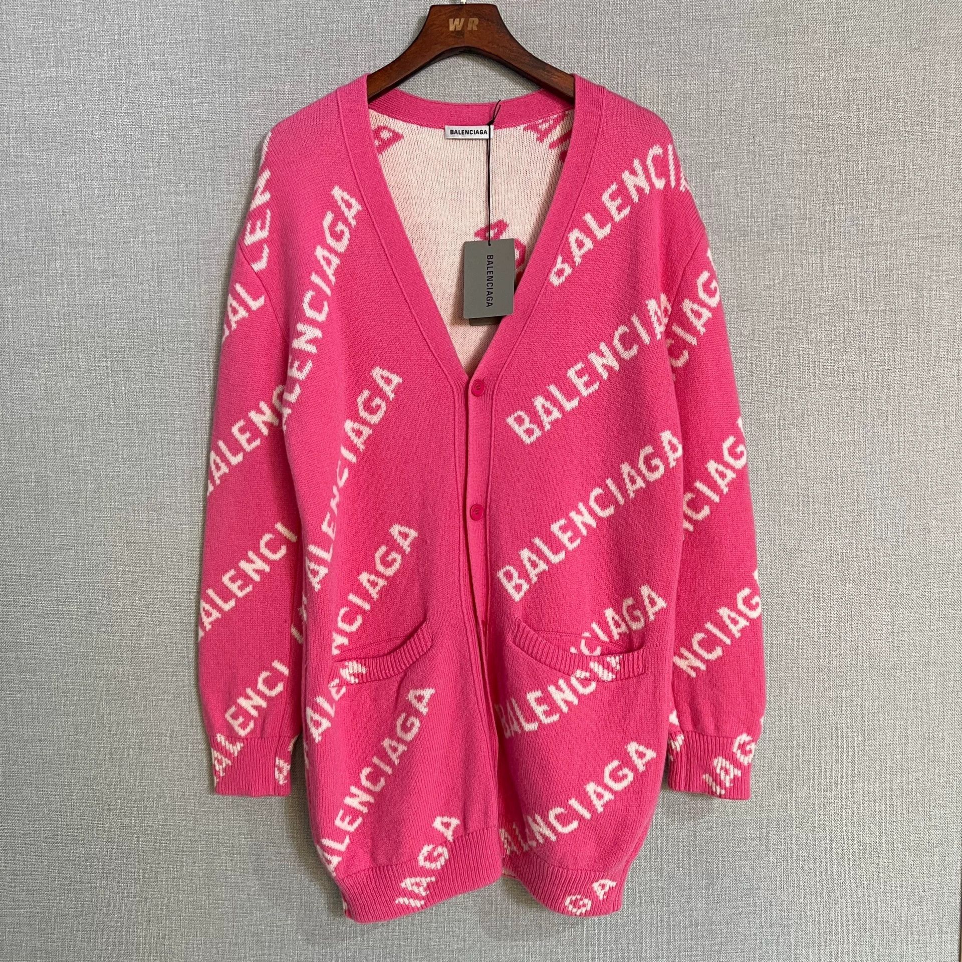 Balenciaga Balenciaga Pink Logo Knit Cardigan Size S / US 4 / IT 40 - 1 Thumbnail