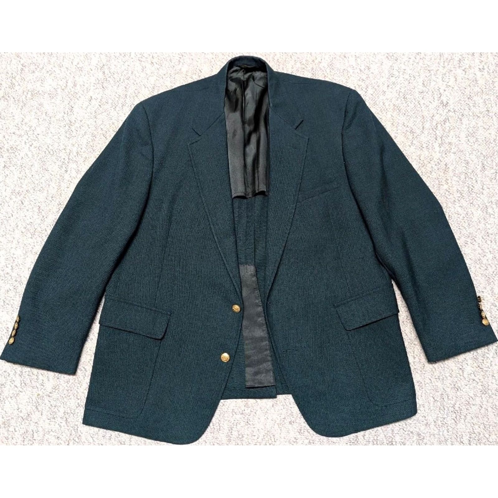 Vintage Palm Beach 1980s 48L Wool Blazer Green USA Made Blazer Men Golf Masters Agusta Vintage BLAZER Size 48R - 4 Thumbnail
