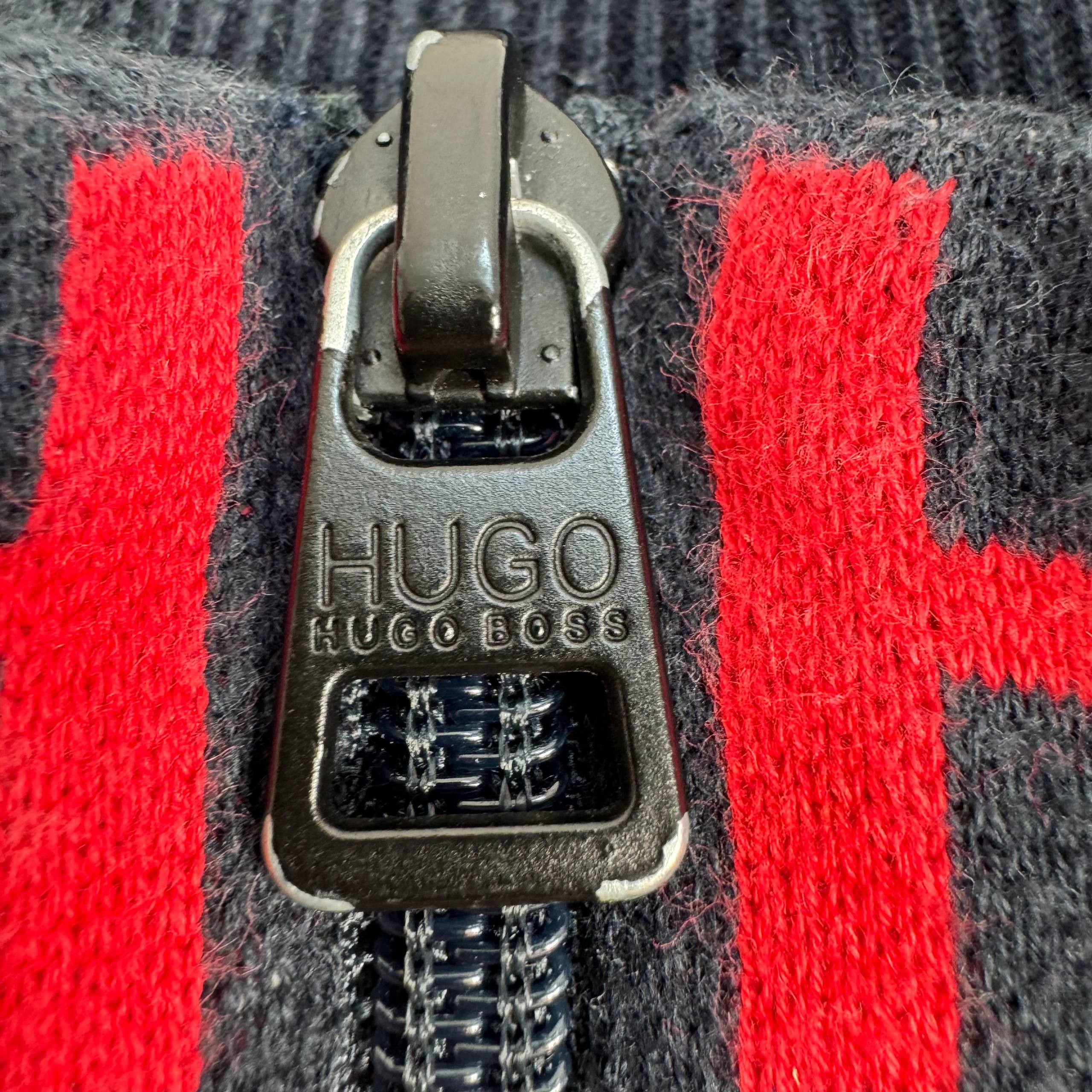 Hugo Boss Hugo Boss Zip Knit Cardigan Sweater Navy Red Mens Size XL Size US XL / EU 56 / 4 - 3 Thumbnail