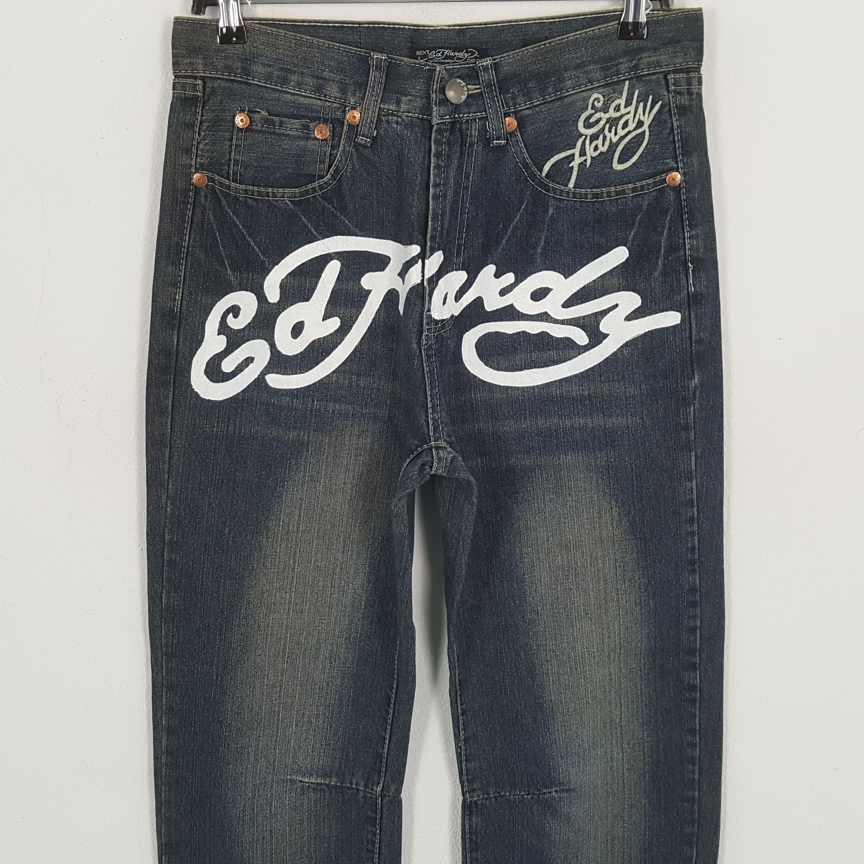 Christian Audigier × Ed Hardy × Vintage ED HARDY Designer Brand Fashion Style Custom Art Jeans Size US 30 / EU 46 - 2 Thumbnail