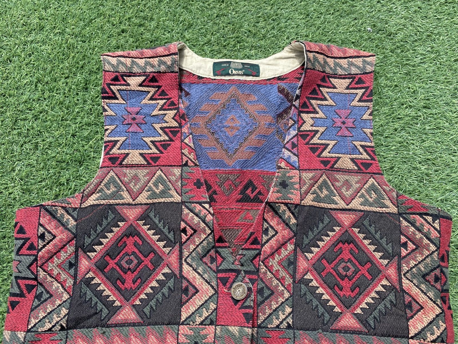 Orvis Orvis Vintage Tapestry Indian Pattern Vest Size 44S - 4 Thumbnail
