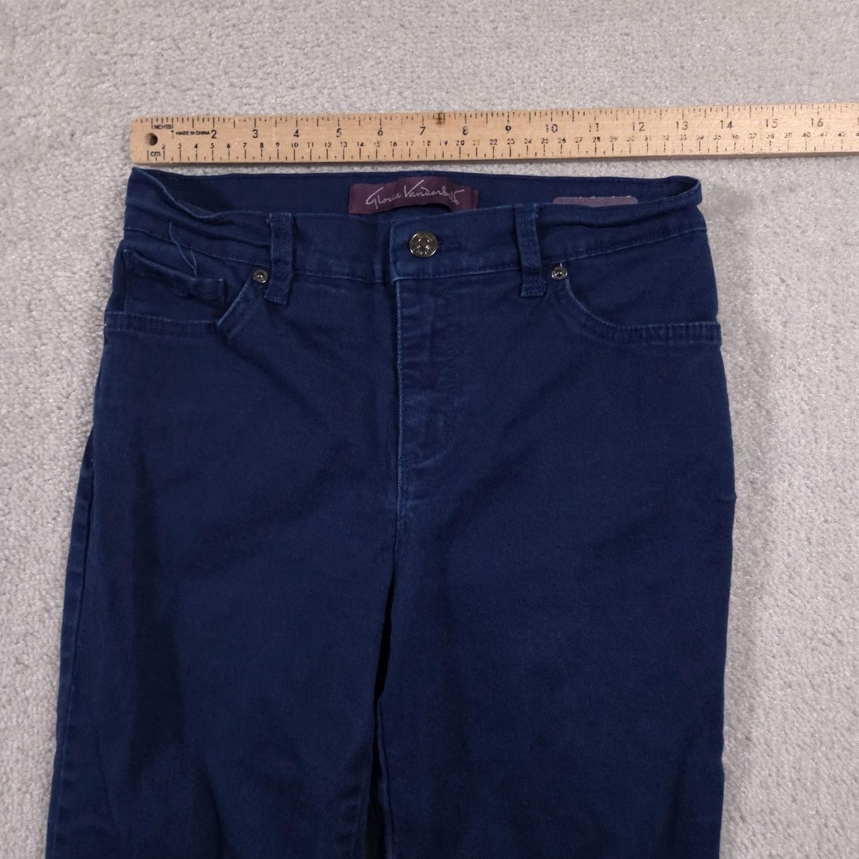 Gloria Vanderbilt Gloria Vanderbilt Jeans Womens 4 Petite Amanda Straight Leg Stretch Pants Navy Denim 4P Size 27" / US 4 / IT 40 - 7 Thumbnail