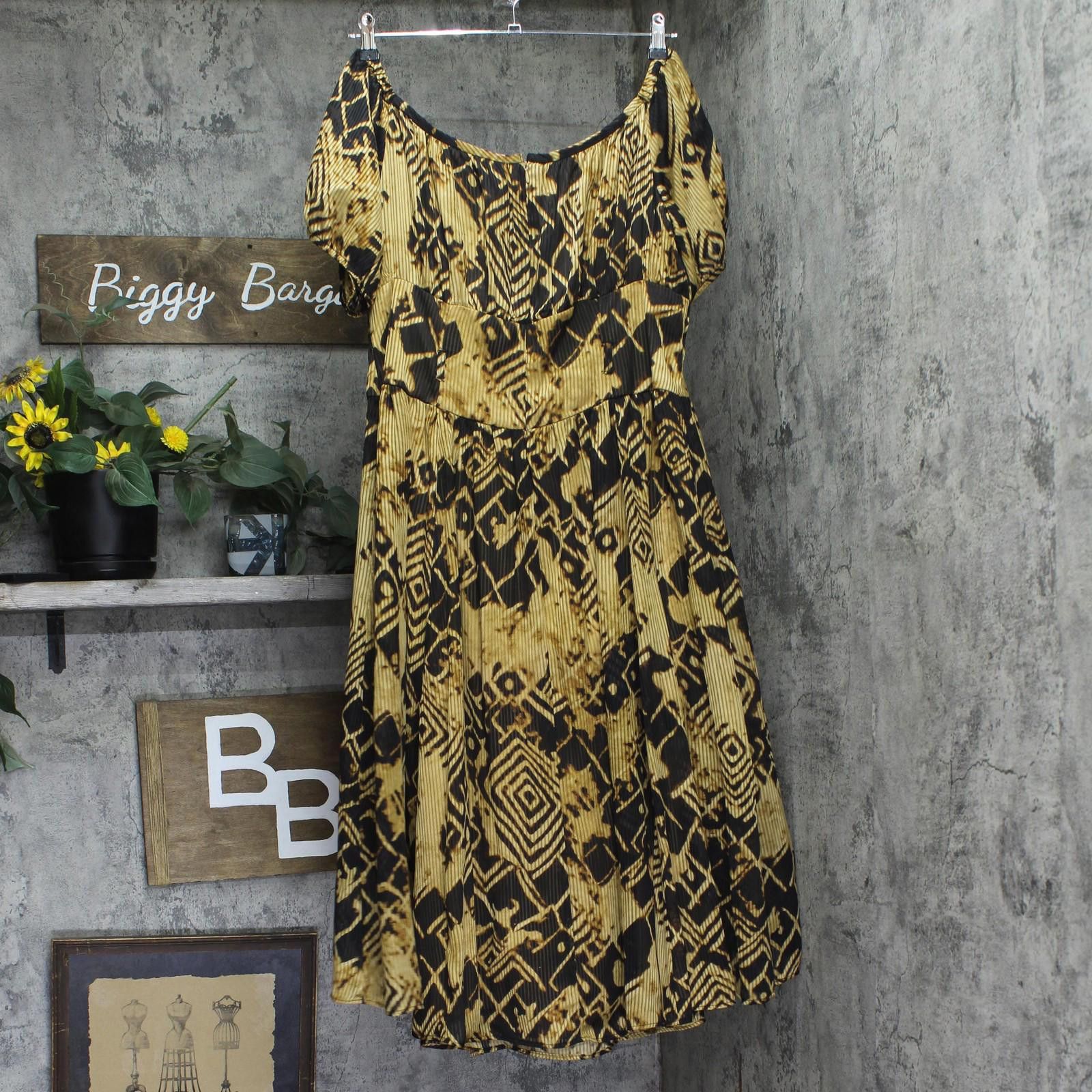 Donna Karan New Donna Karan Womens Chiffon A-line Dress Black / Fawn 14 Size XL / US 12-14 / IT 48-50 - 2 Thumbnail