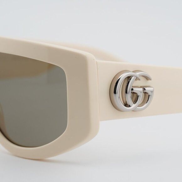 Gucci Gucci GG1950S 004 Sunglasses Ivory Shield Frame, Brown Lense Size ONE SIZE - 8 Thumbnail