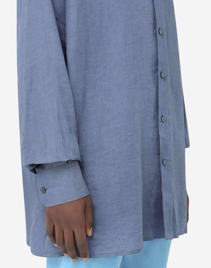 Dolce & Gabbana o1y0125 Linen Shirt in Slate Blue Size US S / EU 44-46 / 1 - 5 Thumbnail