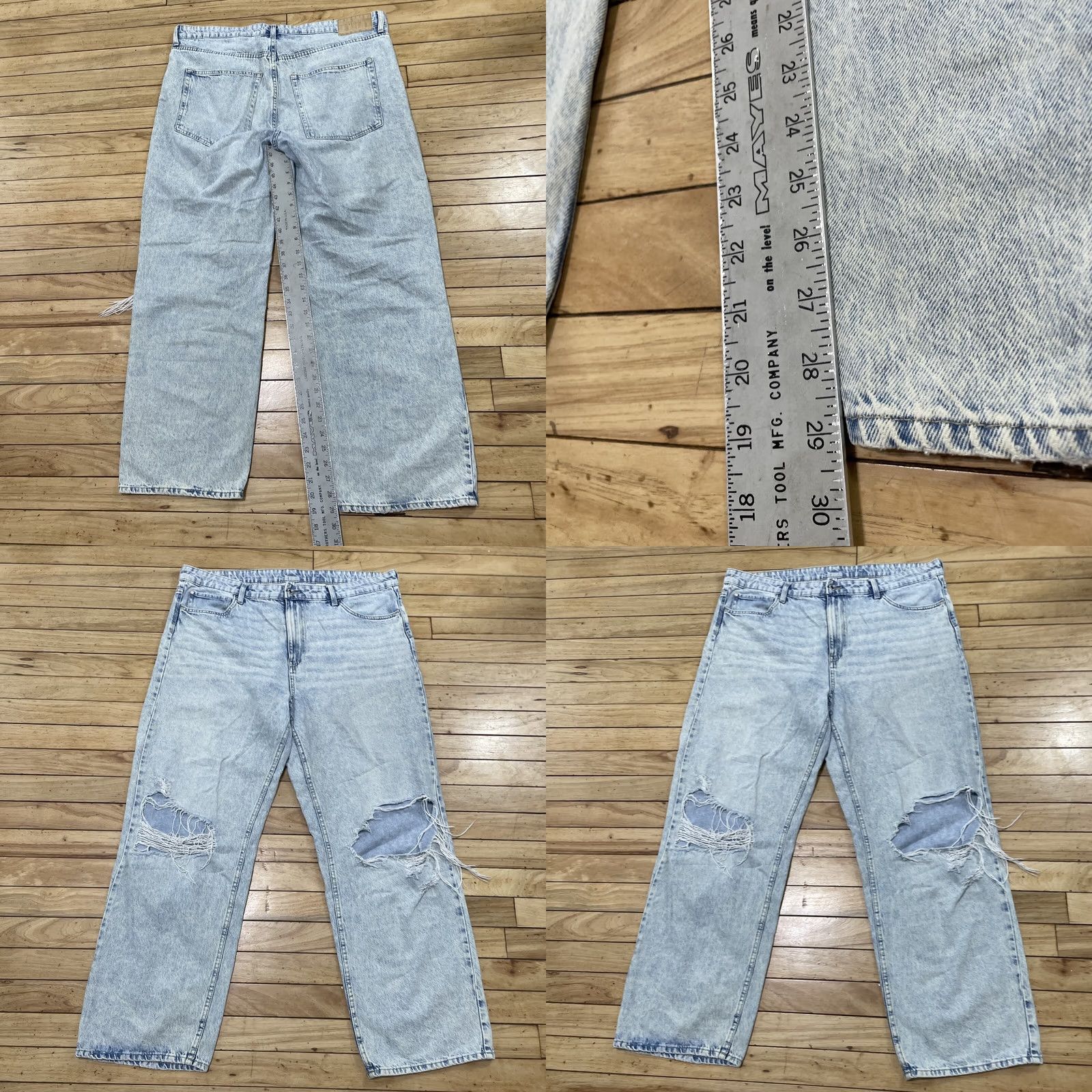 Denime &Denim Jeans Women 16 Y2k Distressed High Waist Loose Straight Light Blue 38x29 Jeans Size 38" / US 16 / IT 52 - 9 Thumbnail