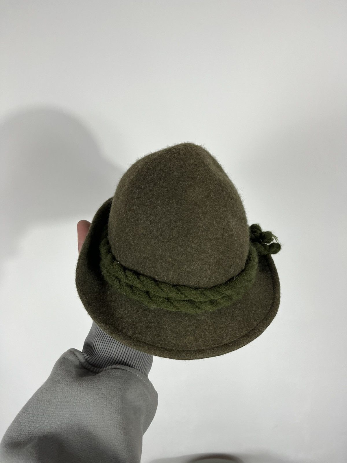 Vintage Traditional Wool Alpine Hat Green 54 cm Oktoberfest Style Size ONE SIZE - 10 Thumbnail