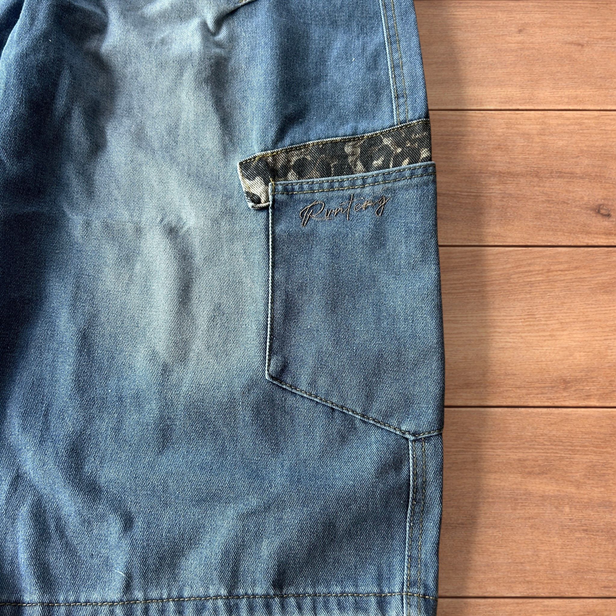 Japanese Brand Vintage style baggy jorts shorts w. leopard print in blue. Size US 36 / EU 52 - 6 Thumbnail