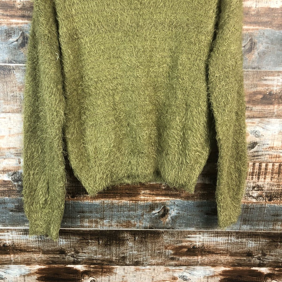 Vintage DL Mounior Green Mohair shaggy fur Knitwear #C404 Size M / US 6-8 / IT 42-44 - 14 Thumbnail
