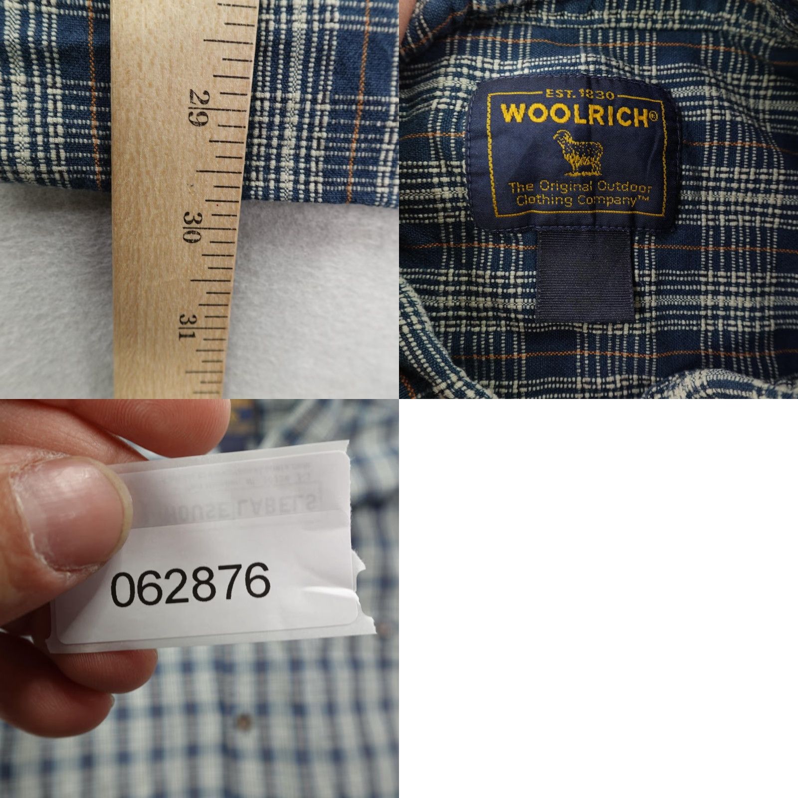 Vintage VINTAGE Woolrich Shirt Mens XL Blue Plaid Dark Denim Button-Up Long Sleeve Work Size US XL / EU 56 / 4 - 8 Thumbnail