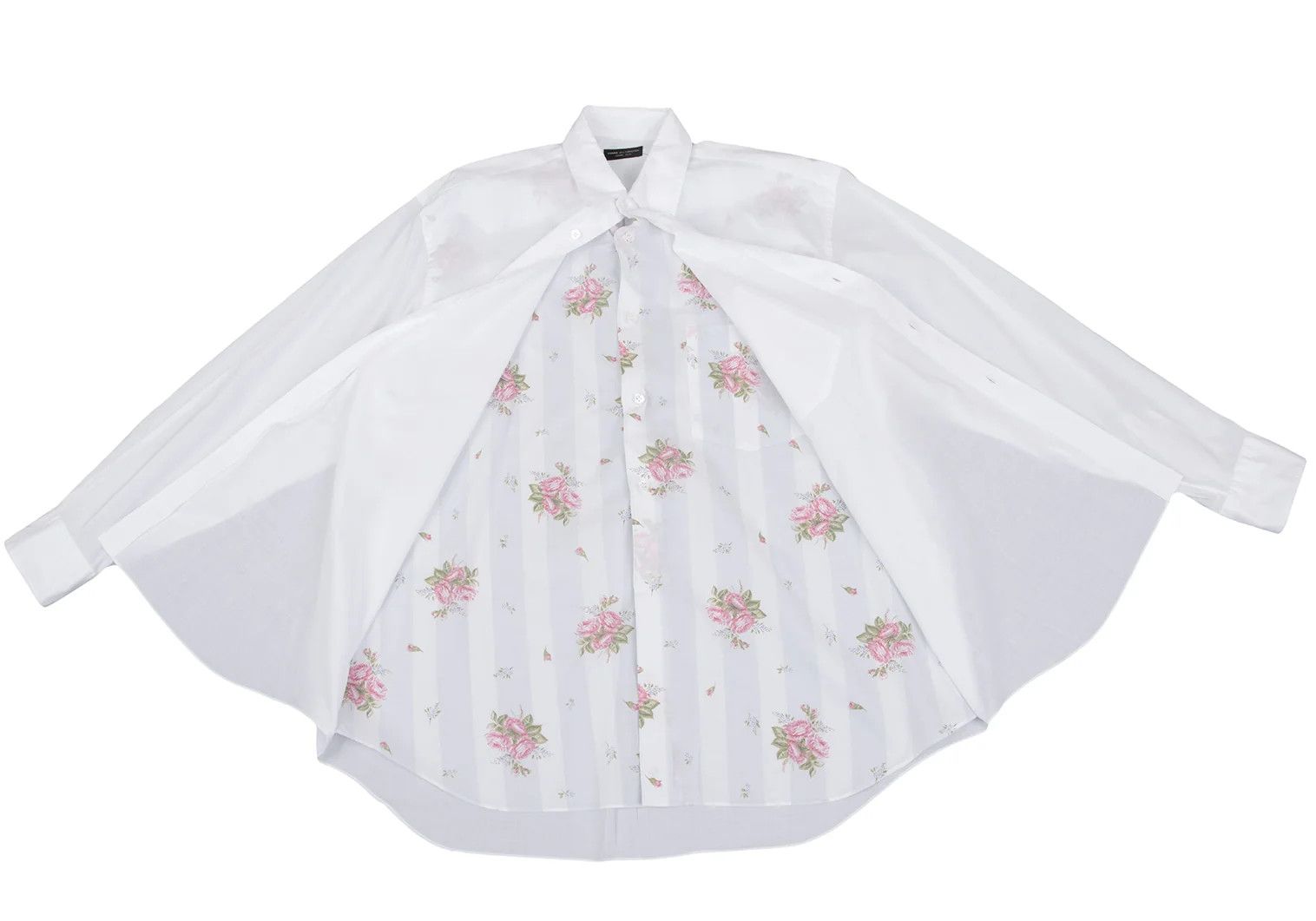 Comme des Garcons Homme Plus Stripe Flower Layered Long Sleeve Shirt Off-white Size M Size US M / EU 48-50 / 2 - 13 Thumbnail