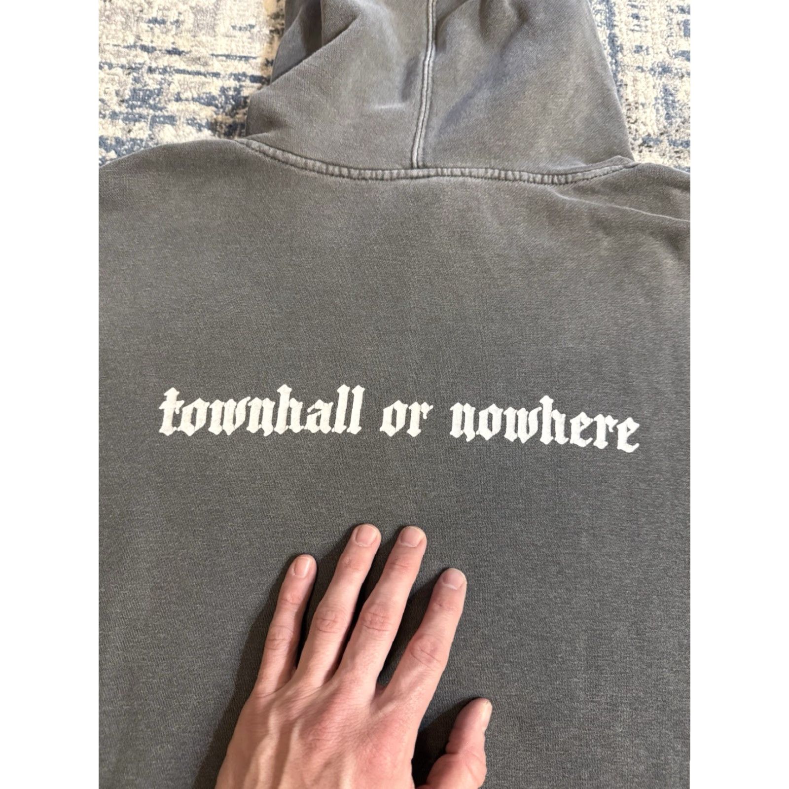 Vintage Independent Trading Company Hoodie Mens Regular Hooded Graphic Print Pockets Drawstring Gray Cotton Polyester City Sports Food Vintage No Size US M / EU 48-50 / 2 - 6 Thumbnail