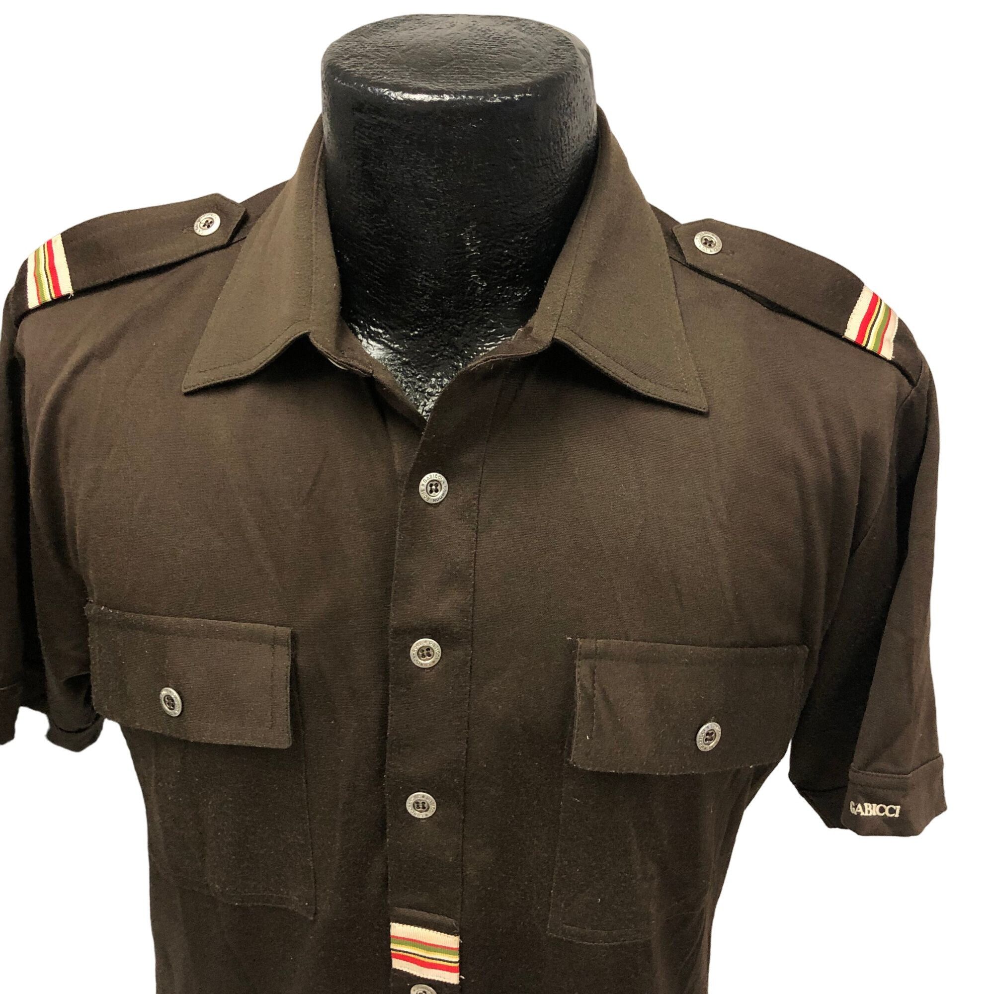 Gabicci Vtg Gabicci Brown Military Trim RETRO Polo Preppy Shirt Size US M / EU 48-50 / 2 - 5 Thumbnail