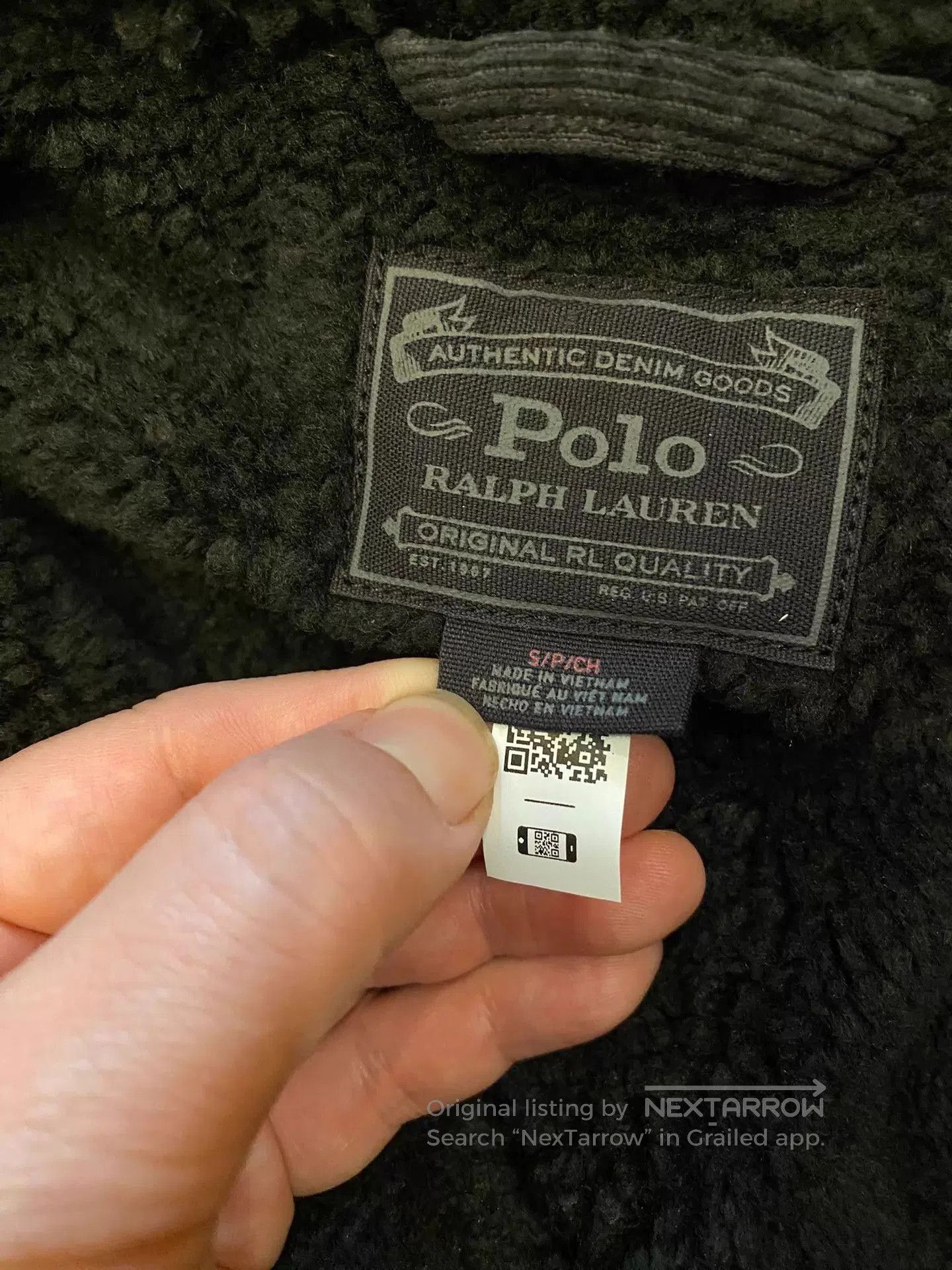 Polo Ralph Lauren Black Sherpa Collar Button. Size US S / EU 44-46 / 1 - 7 Thumbnail