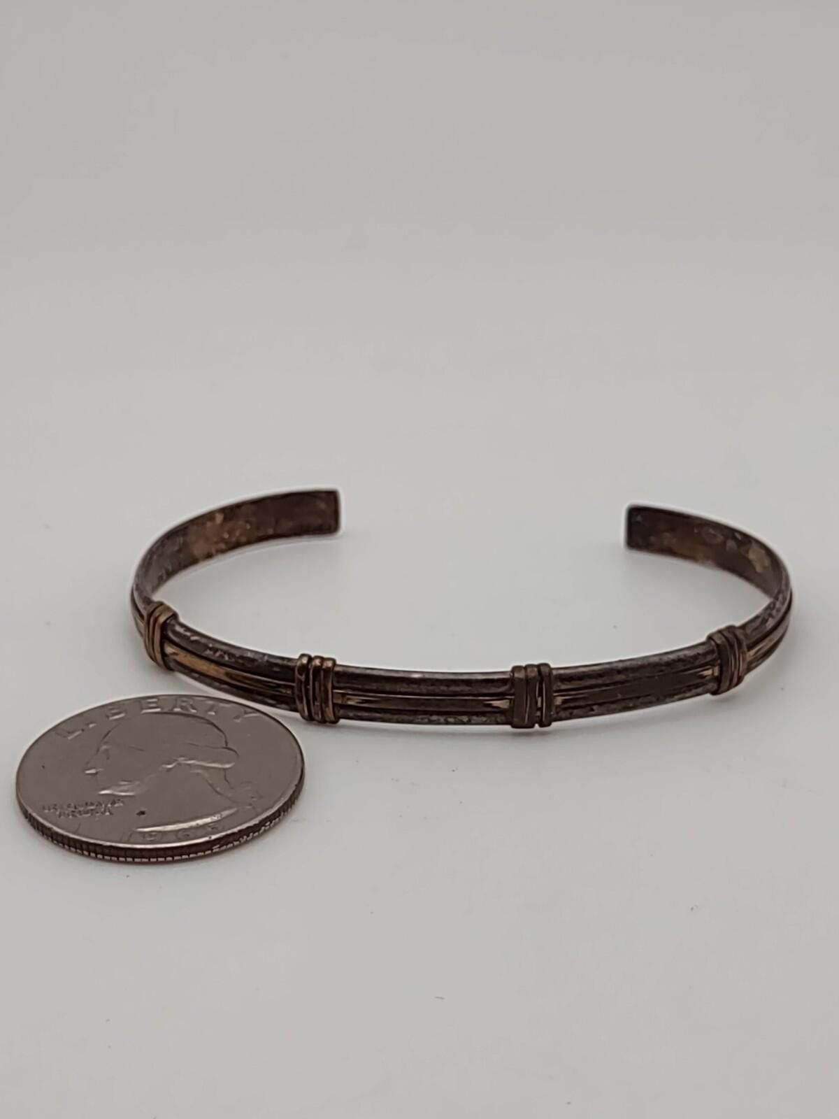 The Unbranded Brand Tri-Metal Sterling Silver Copper Brass Cuff Signed RM 8.2g Size ONE SIZE - 4 Thumbnail