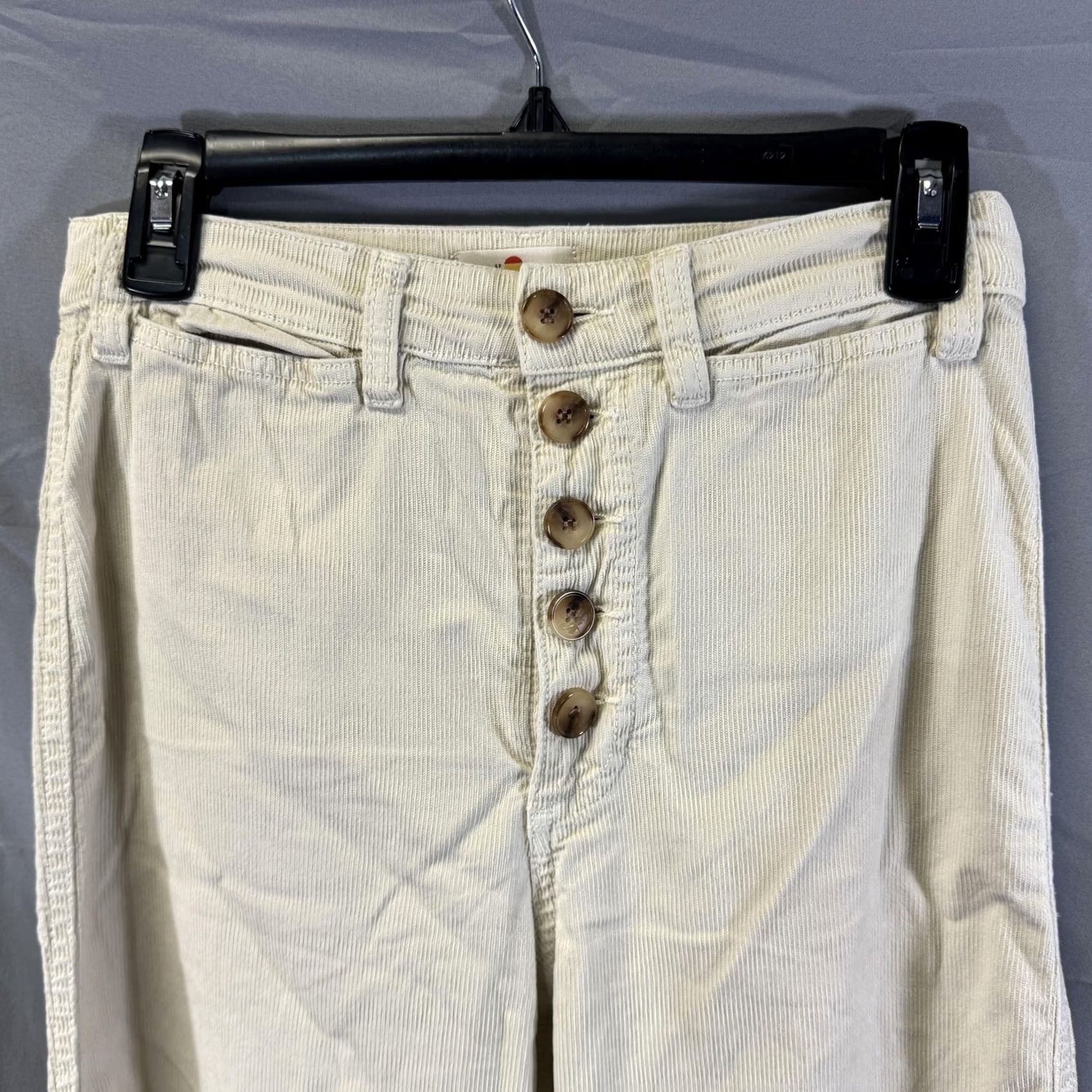 Marine Layer Marine Layer Pants Womens 8 Cream Beige Corduroy Button Fly Straight Leg Casual Womens Size 30" / US 8 / IT 44 - 4 Thumbnail
