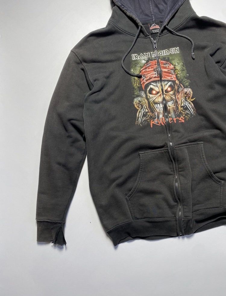 Band Tees × Iron Maiden × Vintage Vintage Iron Maiden distressed sun faded zipper zip hoodie Size US XL / EU 56 / 4 - 18 Thumbnail
