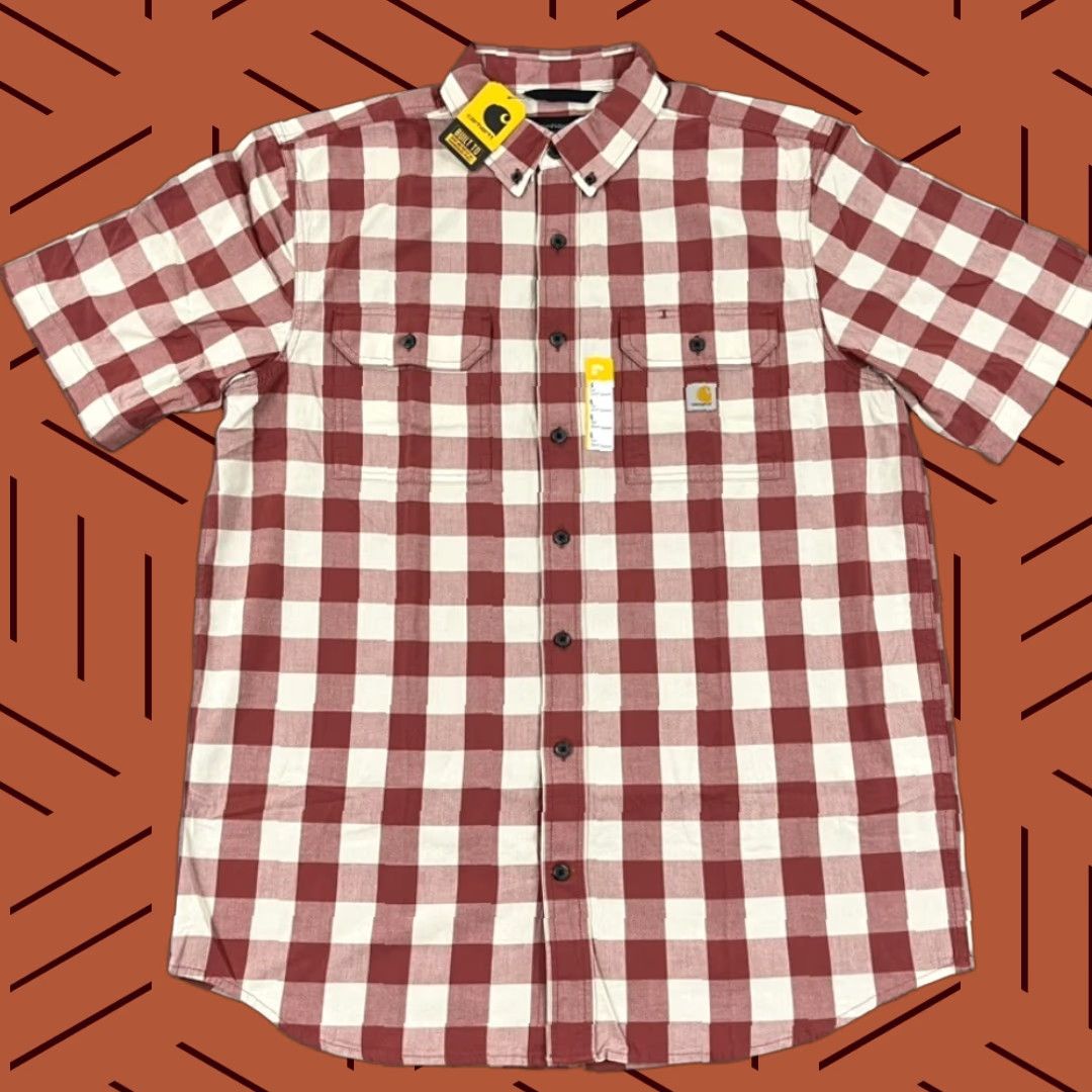 Carhartt VINTAGE Carhartt Men’s Plaid Shirt Short Sleeve Large Tall Cotton Button Up Fall Spring Summer Winter Size US L / EU 52-54 / 3 - 1 Thumbnail