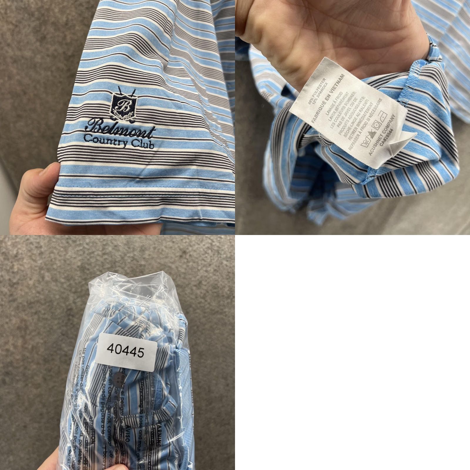 Footjoy FootJoy Polo Shirt Mens XL Blue Stripe Belmont Country Club Golf Performance Shirt Short Sleeve Mens XL Blue Stripe Size US XL / EU 56 / 4 - 8 Thumbnail