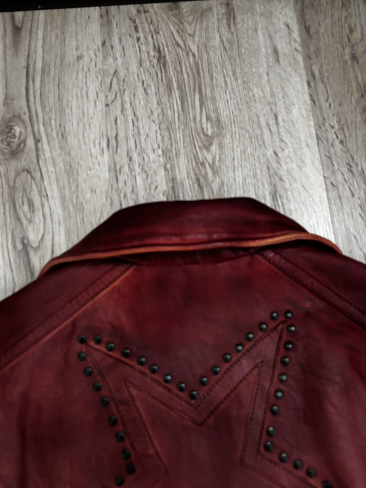 Other Freaky Nation Red Distressed Star Leather Biker Jacket Size M / US 6-8 / IT 42-44 - 19 Thumbnail
