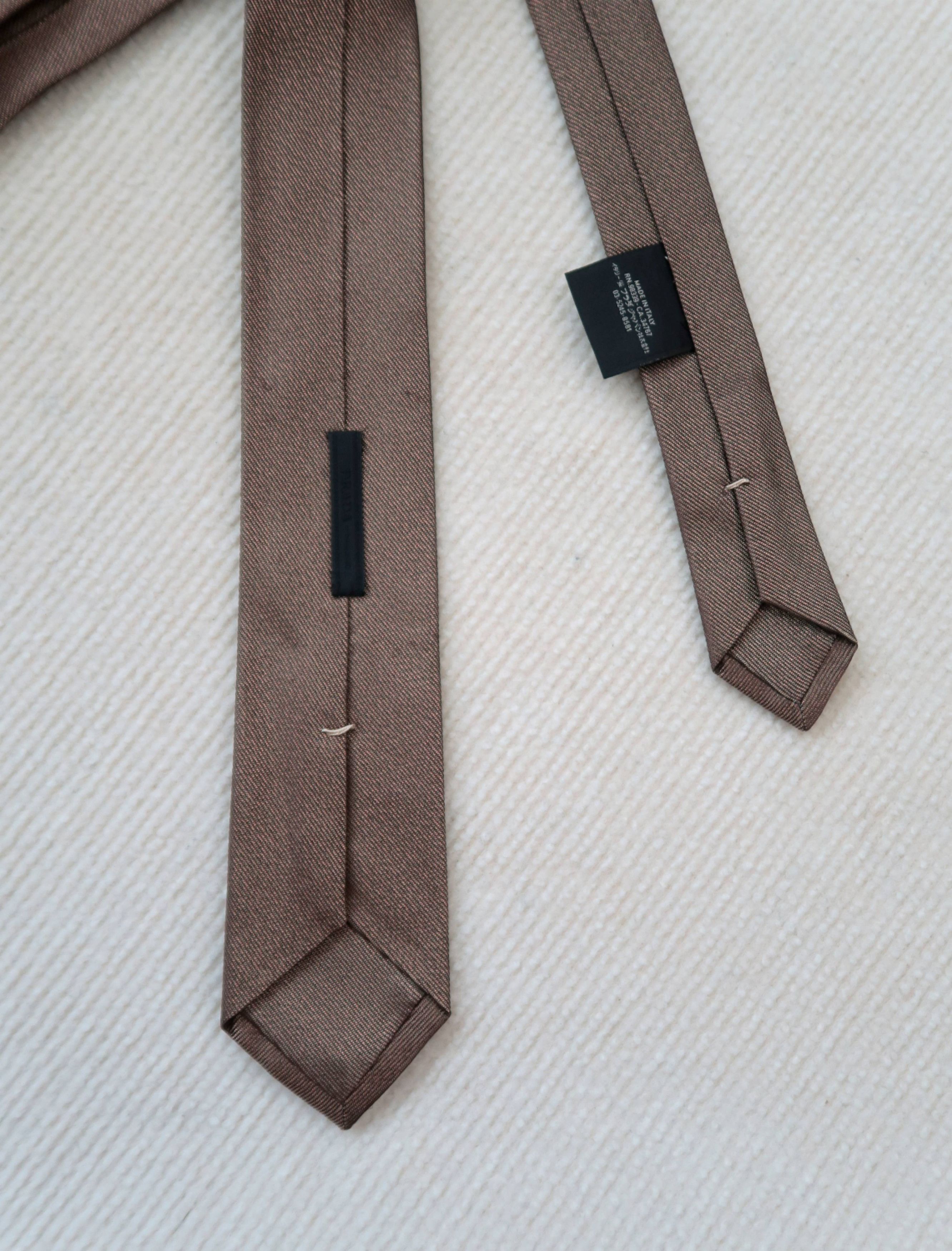 Prada Prada Rare Bronze Shimmer Silk Tie Size ONE SIZE - 3 Thumbnail