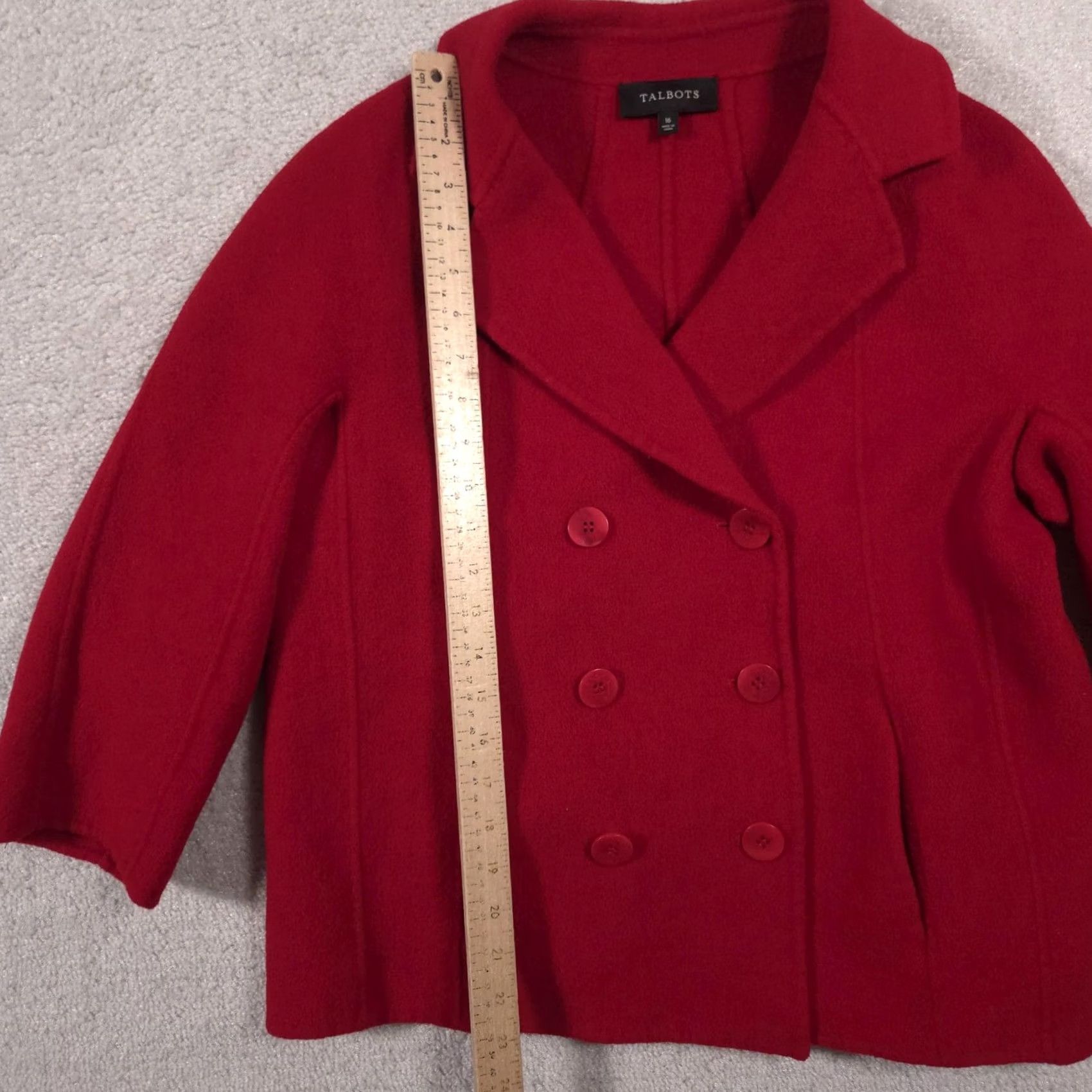 Talbots Talbots Jacket Womens 16 Red Wool Blend Pea Coat Short Double Breasted Classic Size 38" / US 16 / IT 52 - 6 Thumbnail