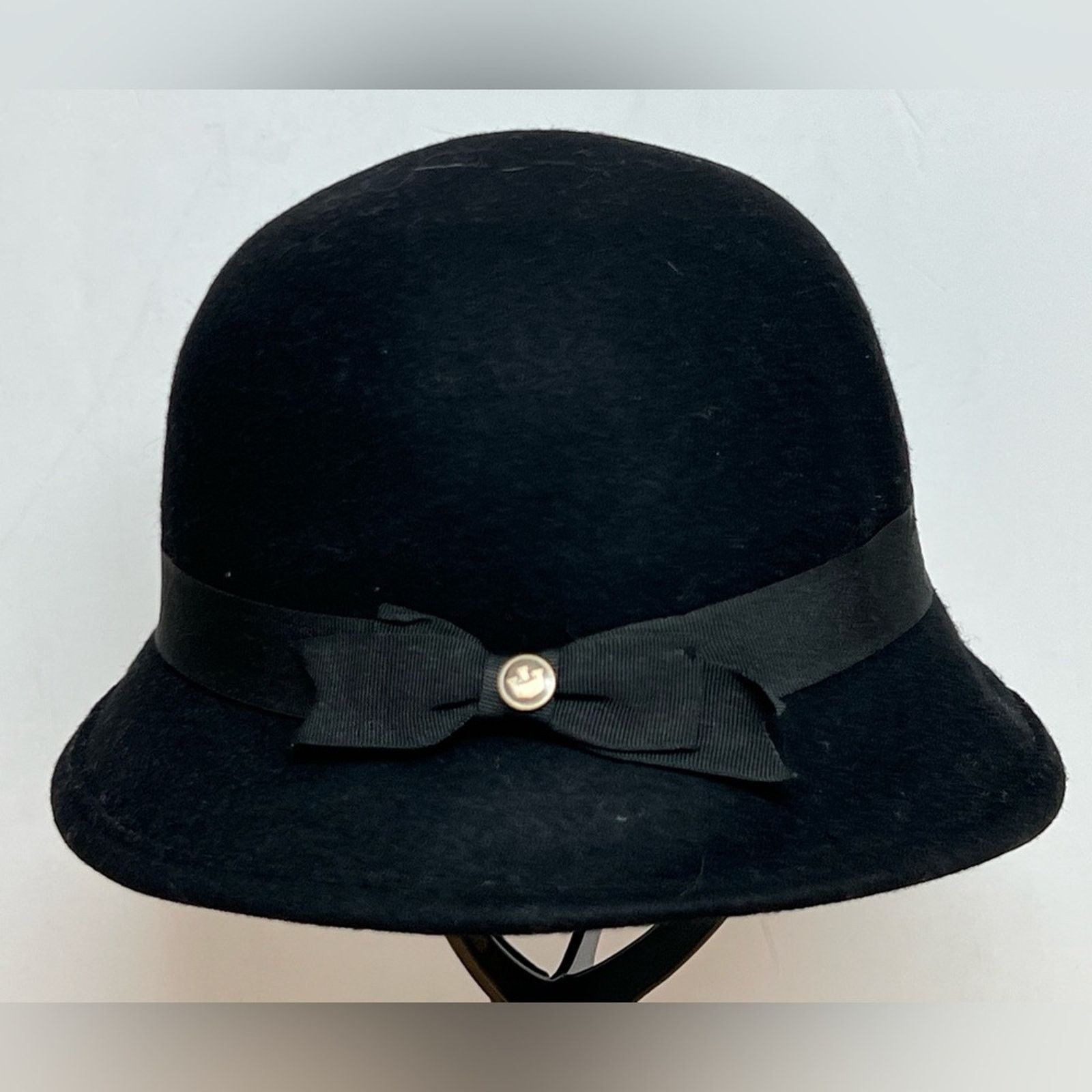 Goorin Bros. GOORIN BROS. Women’s Medium Cloche Wool Hat Black Ribbon Bow Size ONE SIZE - 2 Thumbnail