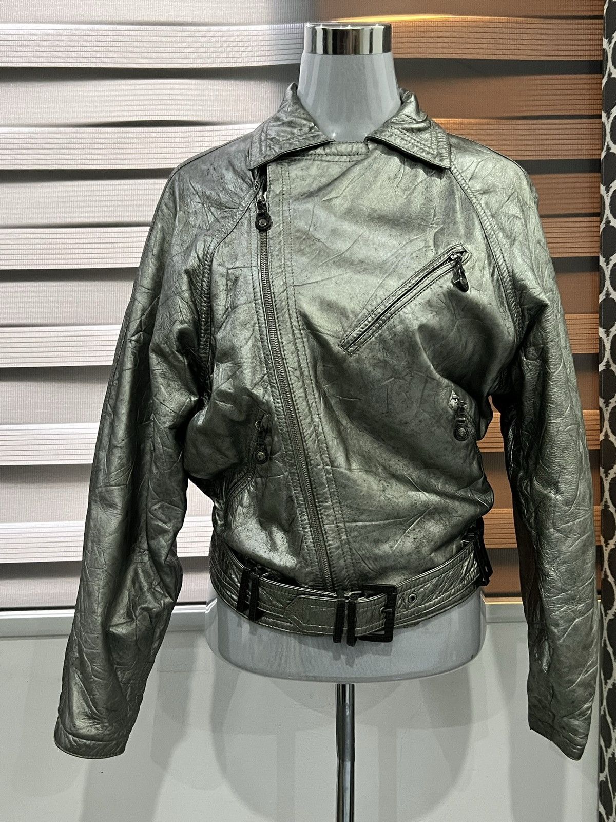 Versace Gianni Versace Silver Leather Biker Jacket Size US L / EU 52-54 / 3 - 1 Thumbnail