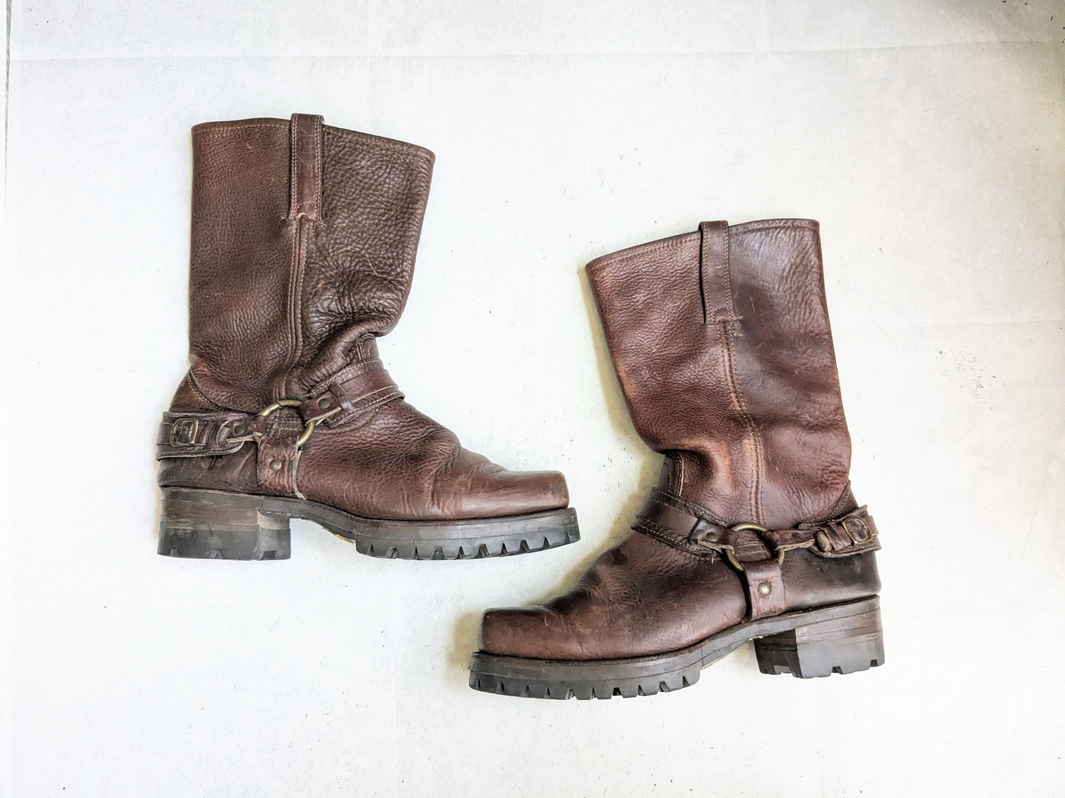 Frye Frye Harness Brown Leather 10 M Leather Buckle Size US 10 / EU 43 - 1 Thumbnail