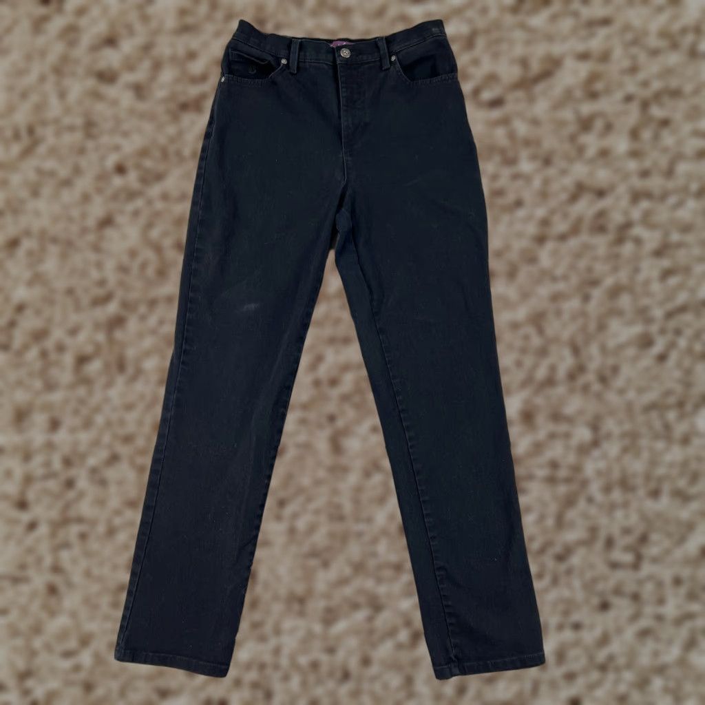 Gloria Vanderbilt Gloria Vanderbilt Amanda Jeans Womens 6 Black Denim Cotton Blend High Rise 5-Pocket Stretch Straight Size 28" / US 6 / IT 42 - 1 Thumbnail