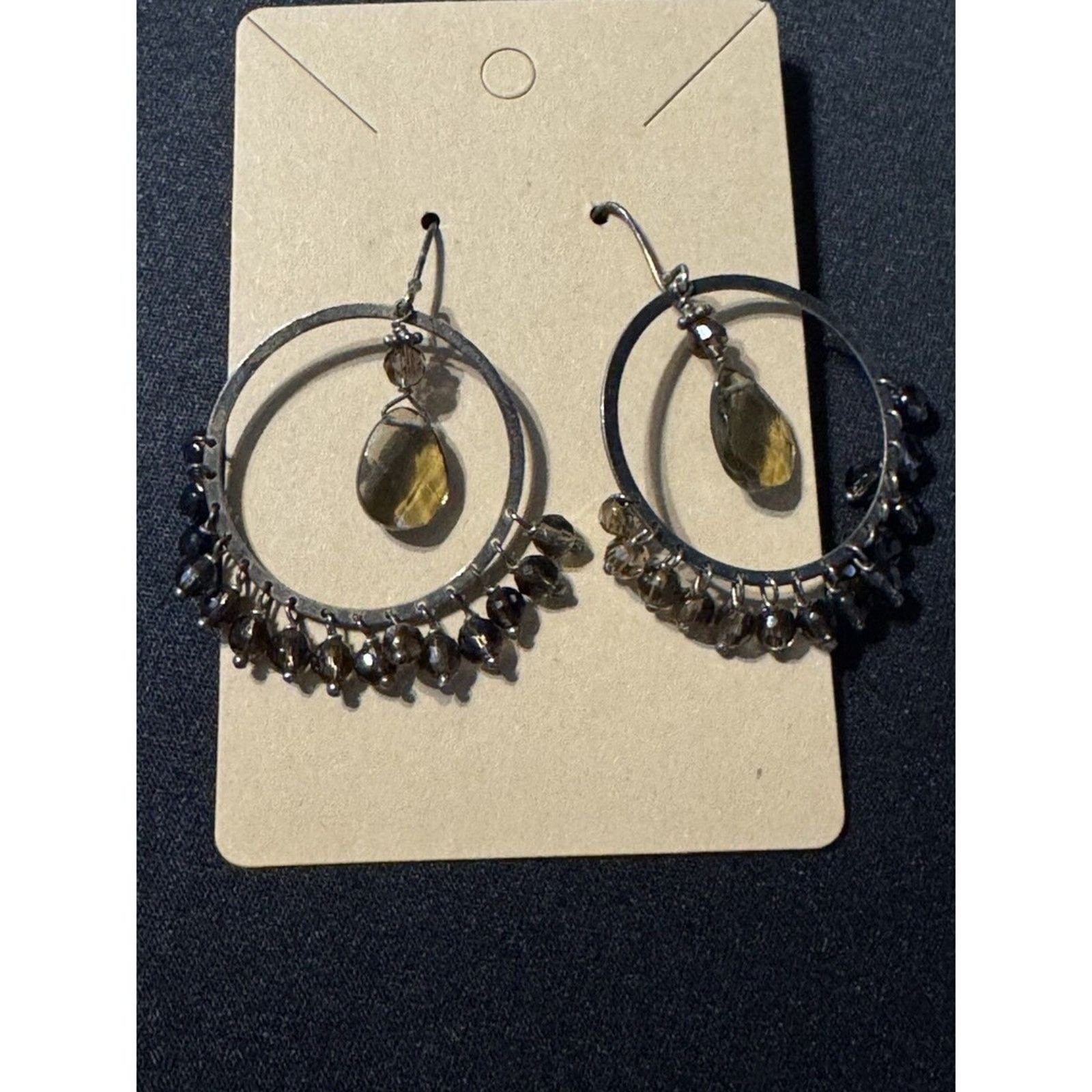 Other Faceted Inside Dangle Glass Hoop Earrings Size ONE SIZE - 2 Thumbnail