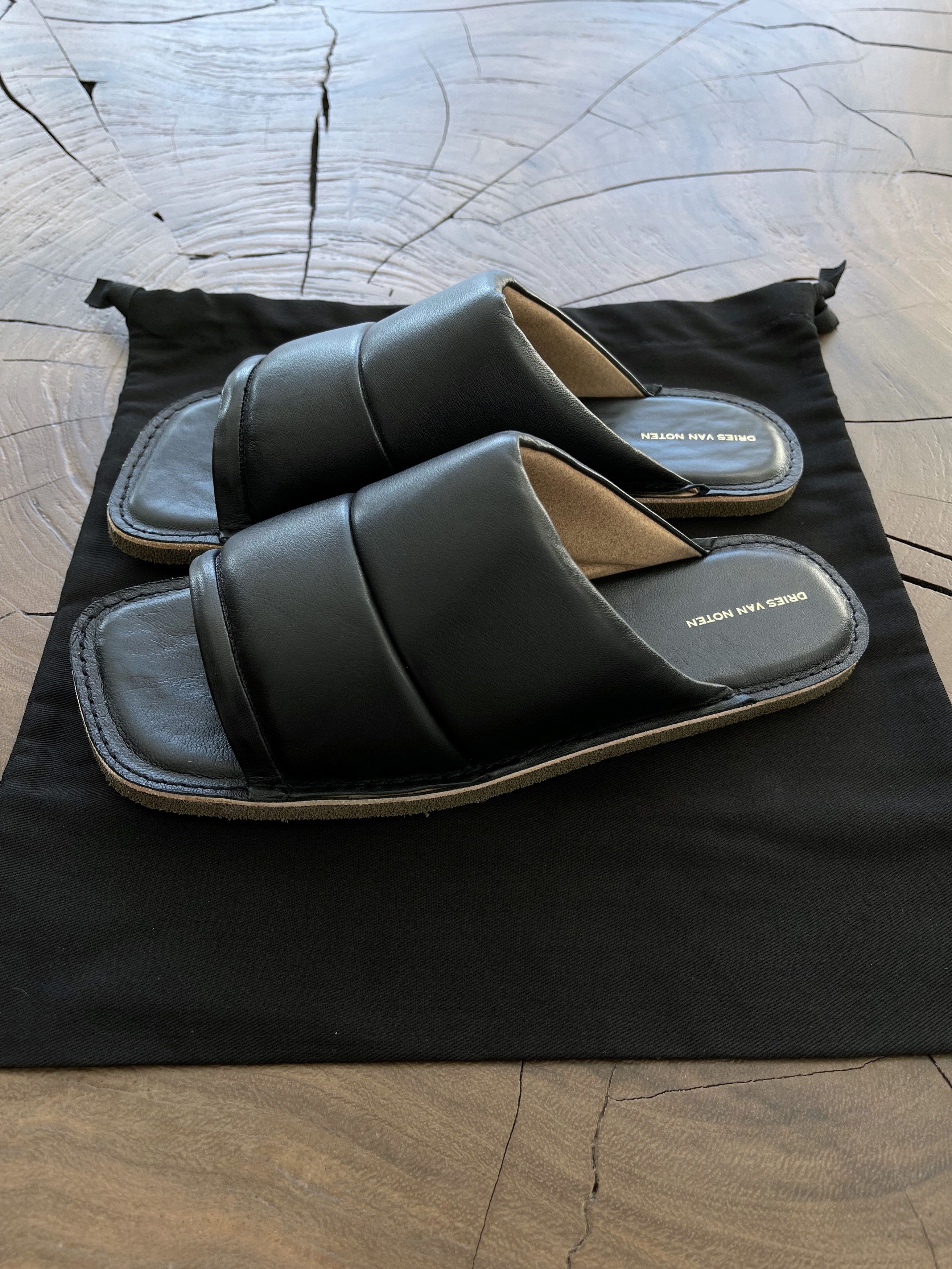 Dries Van Noten EU41.5 Quilted Grained Leather Flat Slippers Slides SS21 Size US 7.5 / EU 40-41 - 1 Thumbnail
