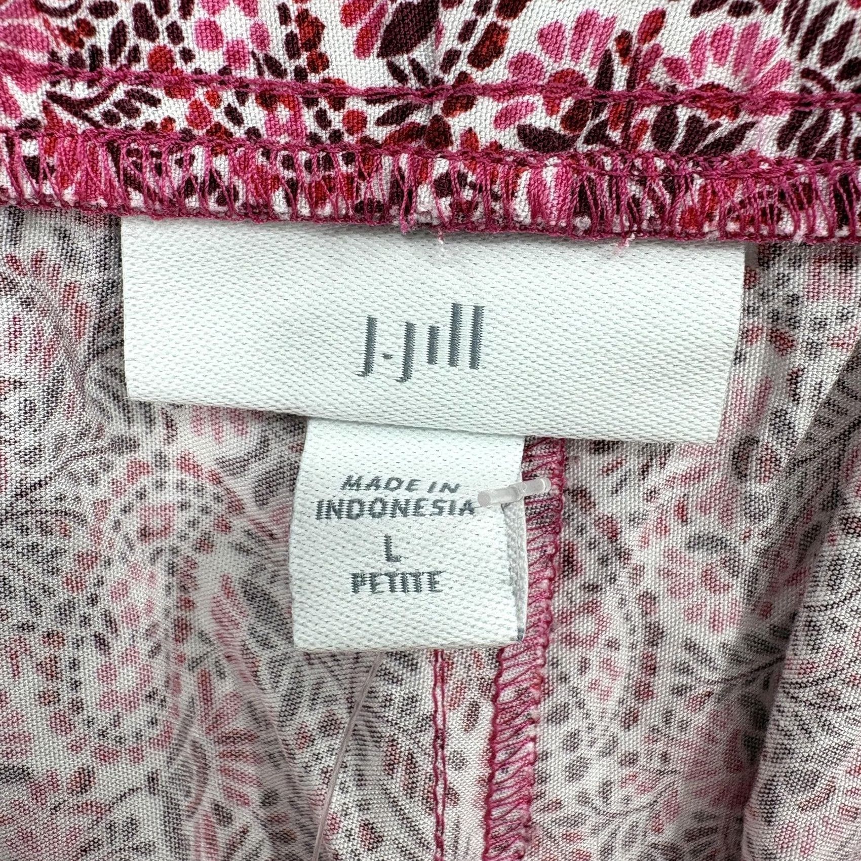J. Jill J Jill Paisley Wide Leg Capri Pants Womens LP Pink Rayon Elastic Waist Preppy Size 36" / US 14 / IT 50 - 4 Thumbnail