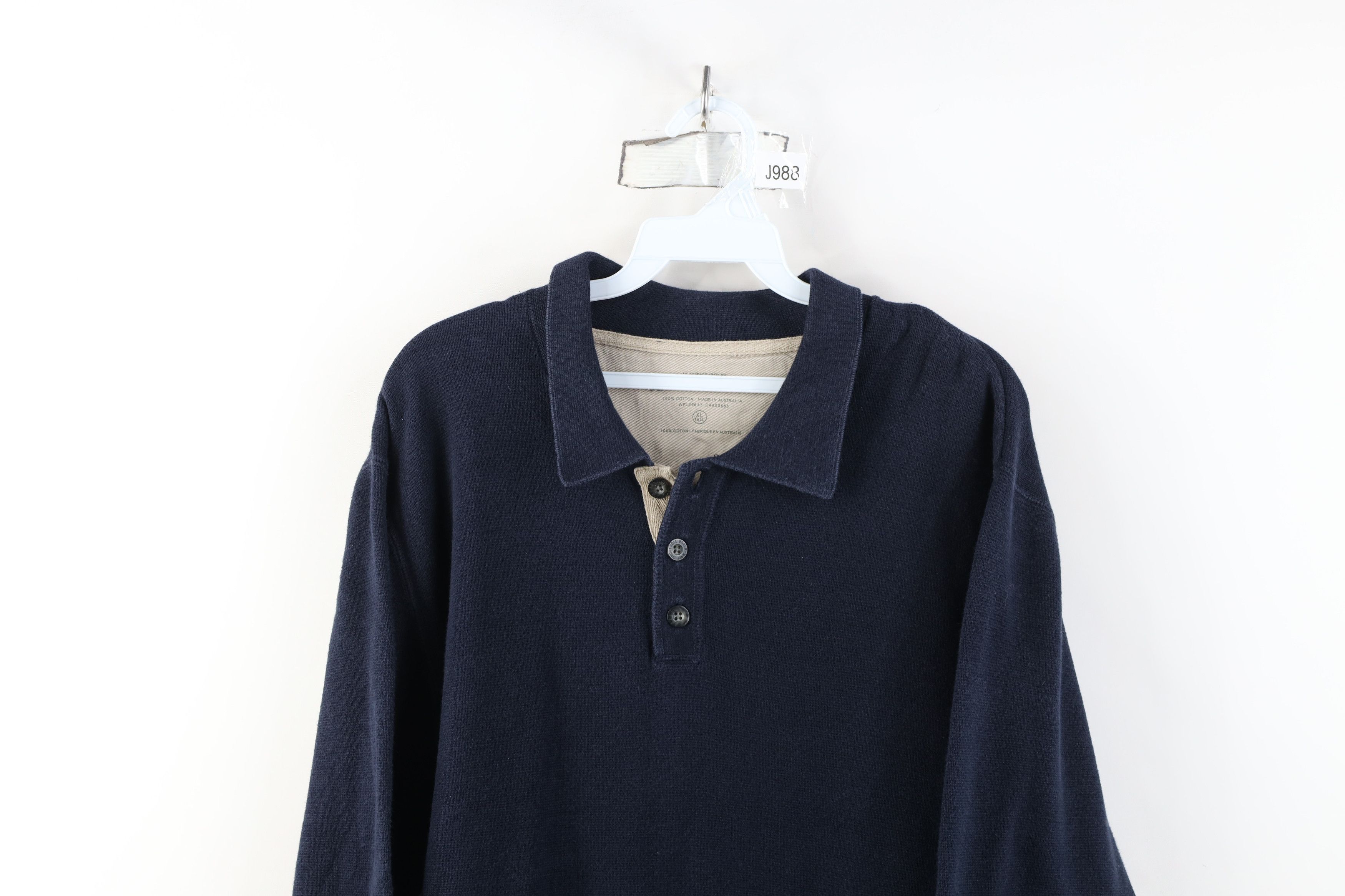Eddie Bauer Vintage 90s Eddie Bauer Heavyweight Thermal Knit Rugby Blue Size US XL / EU 56 / 4 - 2 Thumbnail