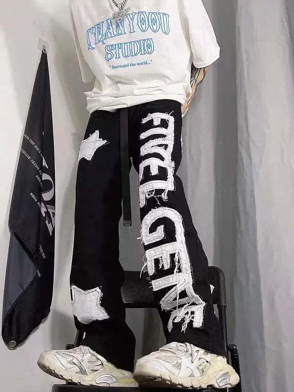 Japanese Brand High street black letter patch workwear casual trousers Size US 32 / EU 48 - 1 Thumbnail