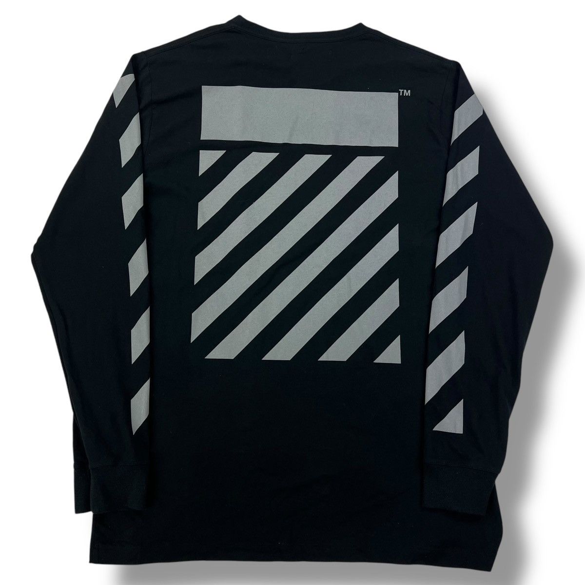 Off-White Off-White Grey Diagonal Long Sleeve T Shirt Size US XXL / EU 58 / 5 - 2 Thumbnail