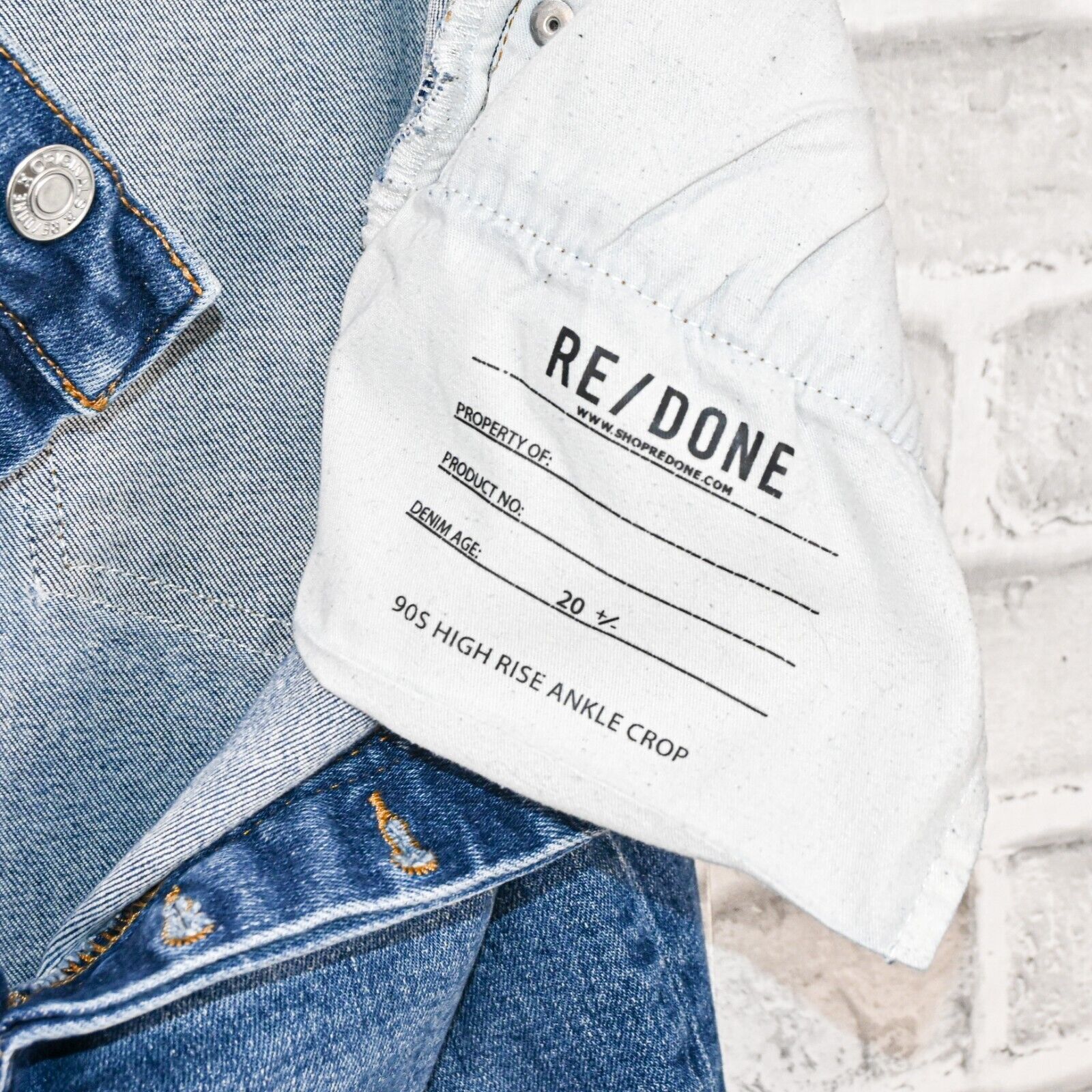 RE/DONE RE/DONE 90s High Rise Ankle Crop Denim Jeans Distressed Size 31" - 6 Thumbnail