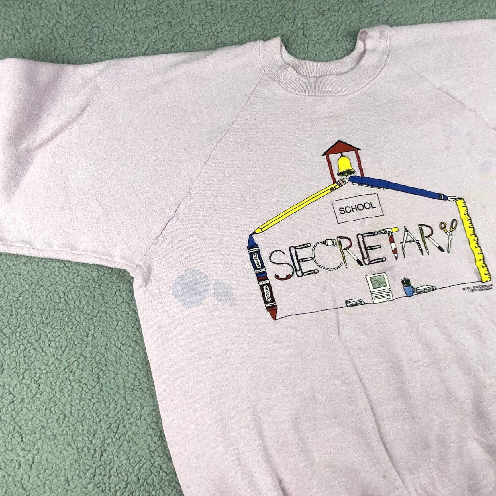 Pinko VINTAGE Secretary Sweatshirt Adult XL Pink Crew 90s 1991 Nike? Size US XL / EU 56 / 4 - 7 Thumbnail