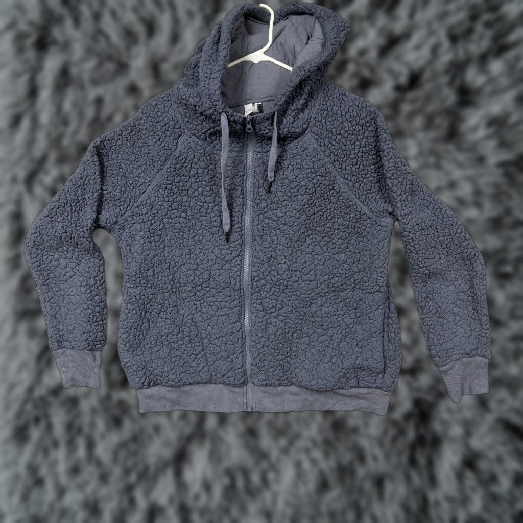 Vintage Z by Zella Hoodie Womens L Gray Sherpa Fleece Full Zip Teddy Cozy Winter Size L / US 10 / IT 46 - 1 Thumbnail