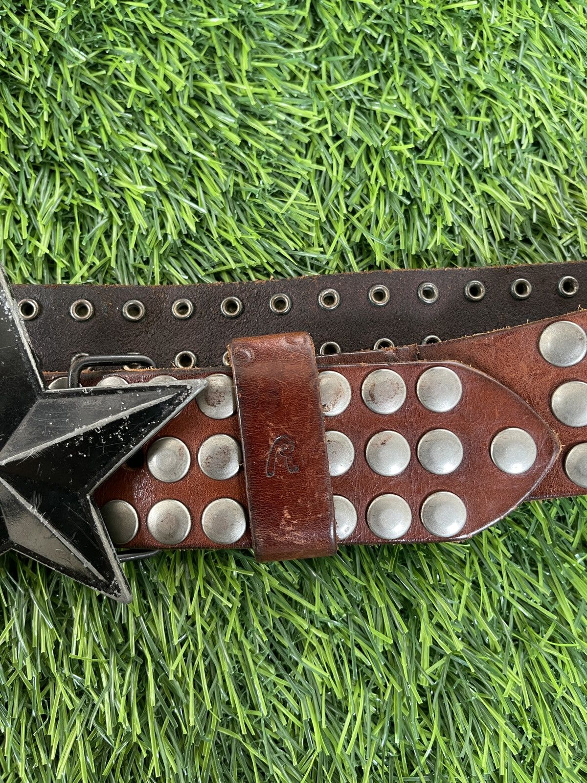 Hollywood Trading Company Vtg Belt🔥HOLLYWOOD TRADING COMPANY🔥Studded Start Buckle Size 34 - 6 Thumbnail