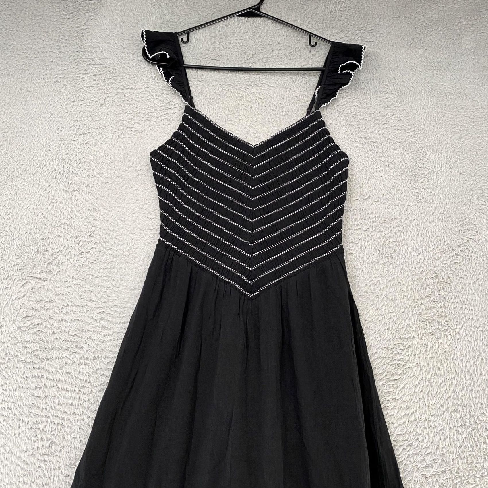 American Eagle Outfitters American Eagle Womens Small Black Smocked Tiered Boho Maxi Sundress Size S / US 4 / IT 40 - 3 Thumbnail