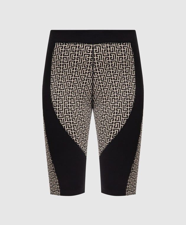 Image of Balmain O1Srvl11E0524 Monogram Short In Black White, Women's (Size 30)