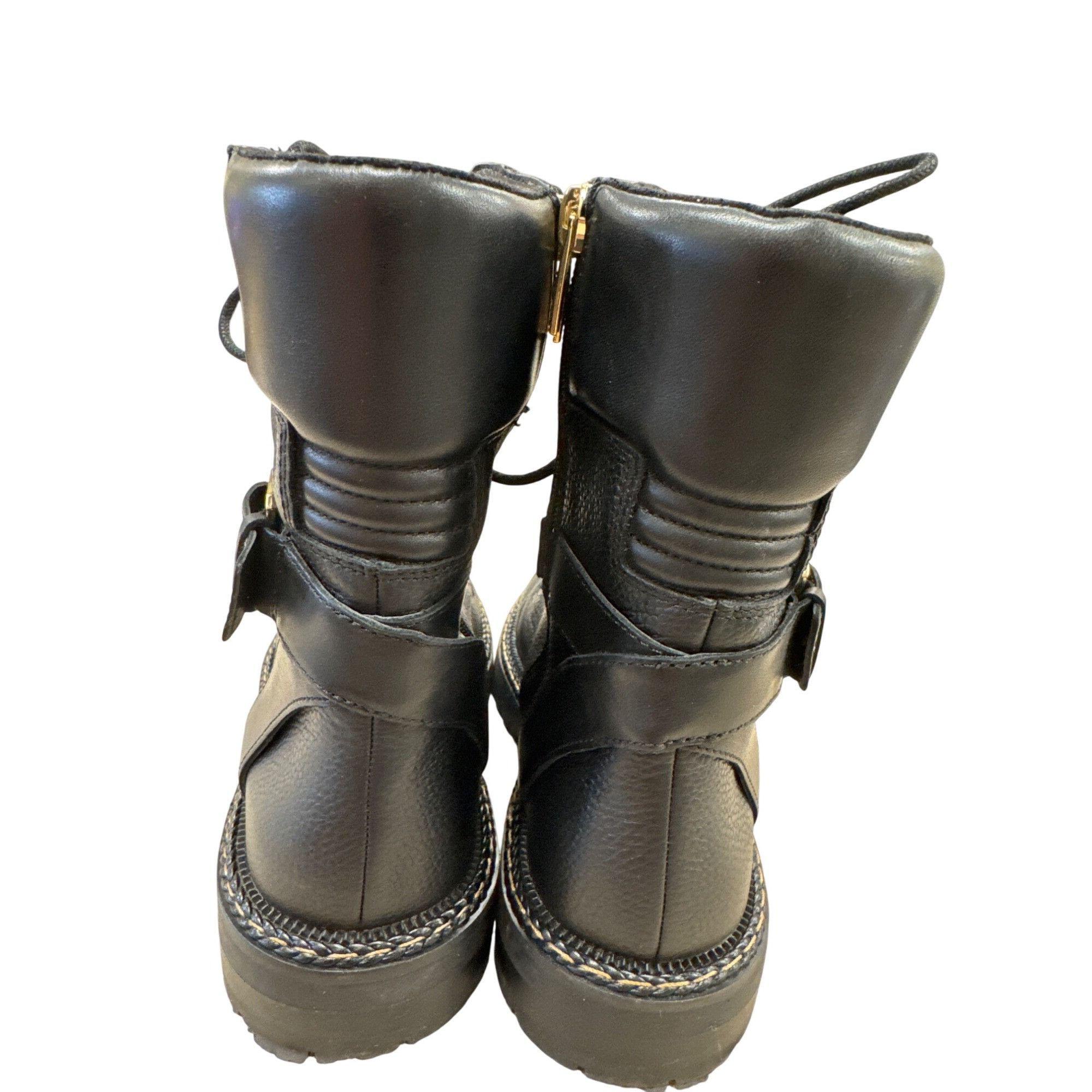 Vince Camuto Vince Camuto Womens Black Leather Combat Boots 6.5M SKU 7185 Size US 6.5 / IT 36.5 - 7 Thumbnail