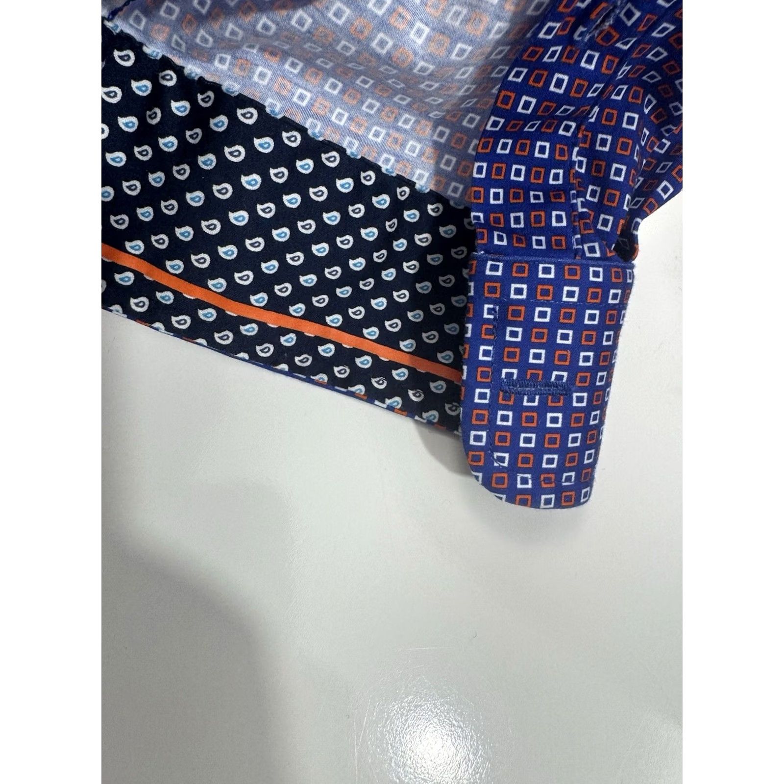 Buttero BUTTER CLOTH Geometric Shirt 2XL TALL Blue / Red / White Mens Size US XXL / EU 58 / 5 - 3 Thumbnail